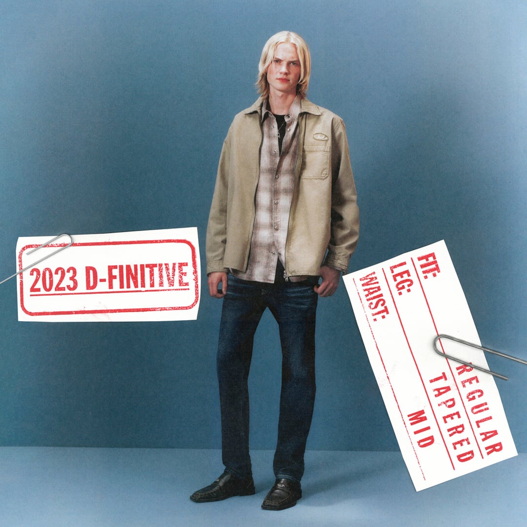 Male model in slim fit D-VYL jeans from the Spring Summer 2026 Collection at Diesel.