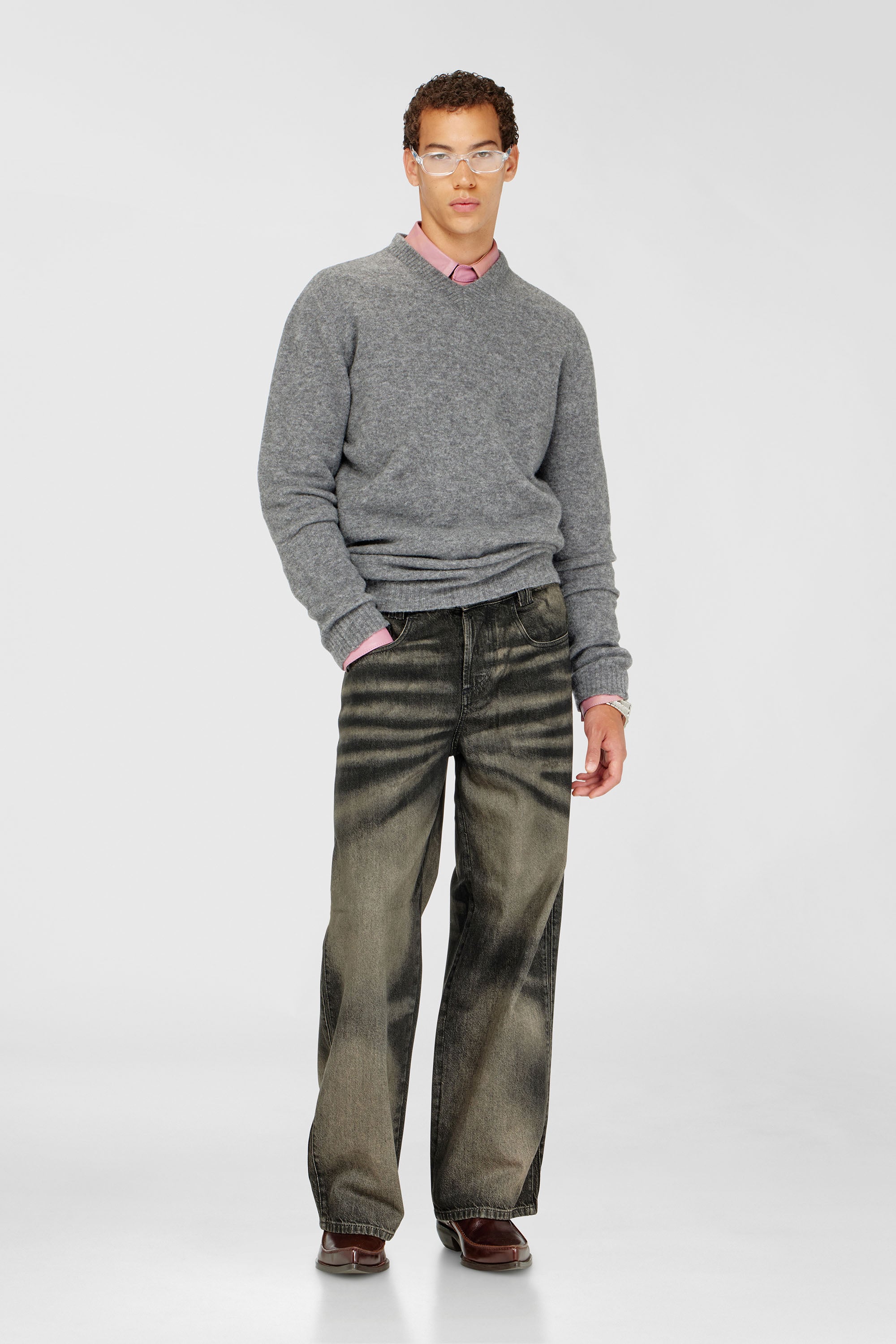 Diesel - K-ANDIE, Jersey de pico en punto hervido arrugado Hombre in Gris - 2