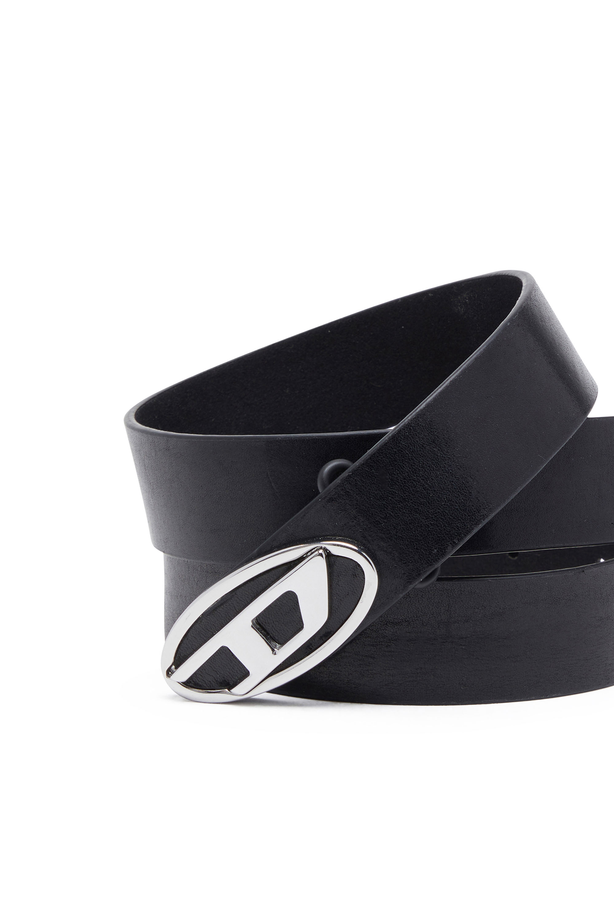 Diesel - B-1DR-LAYER, Male's 2.9cm leather belt with oval d logo in Black - 3