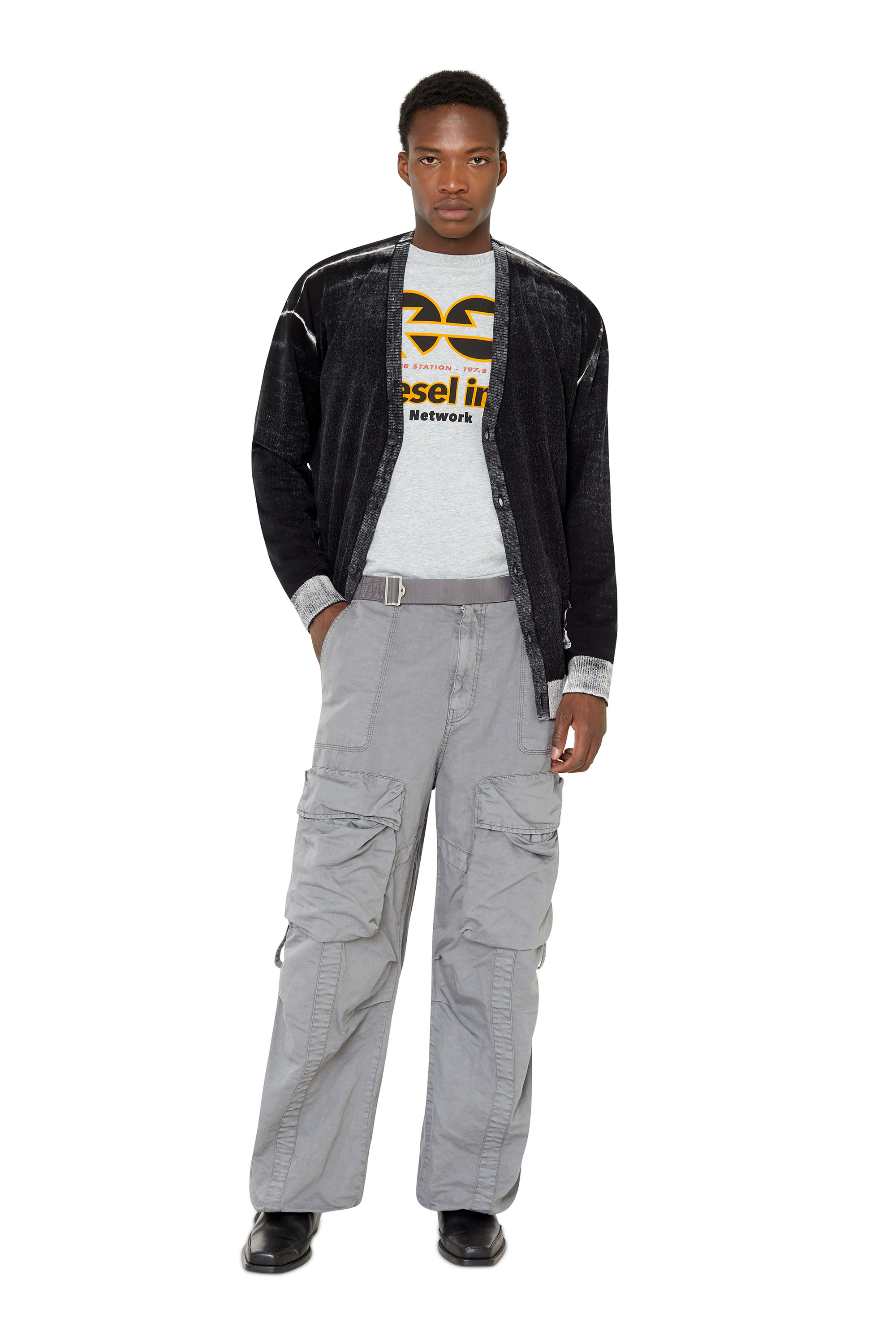 K-LARENCE CARDIGAN Man: Treated cardigan with DSL logo | Diesel