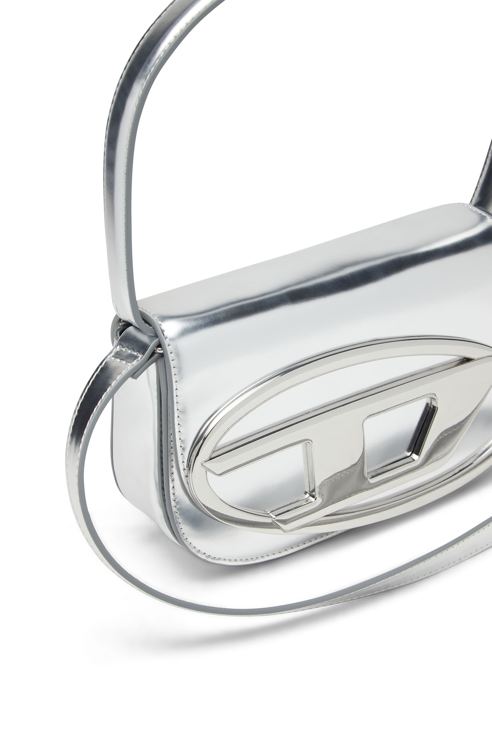 トートバッグ DIESEL FW25 Diesel Handbag (X08396.PS202 H0535 SILVER) Women's 1DR-Iconic shoulder bag in mirrored leather | Silver