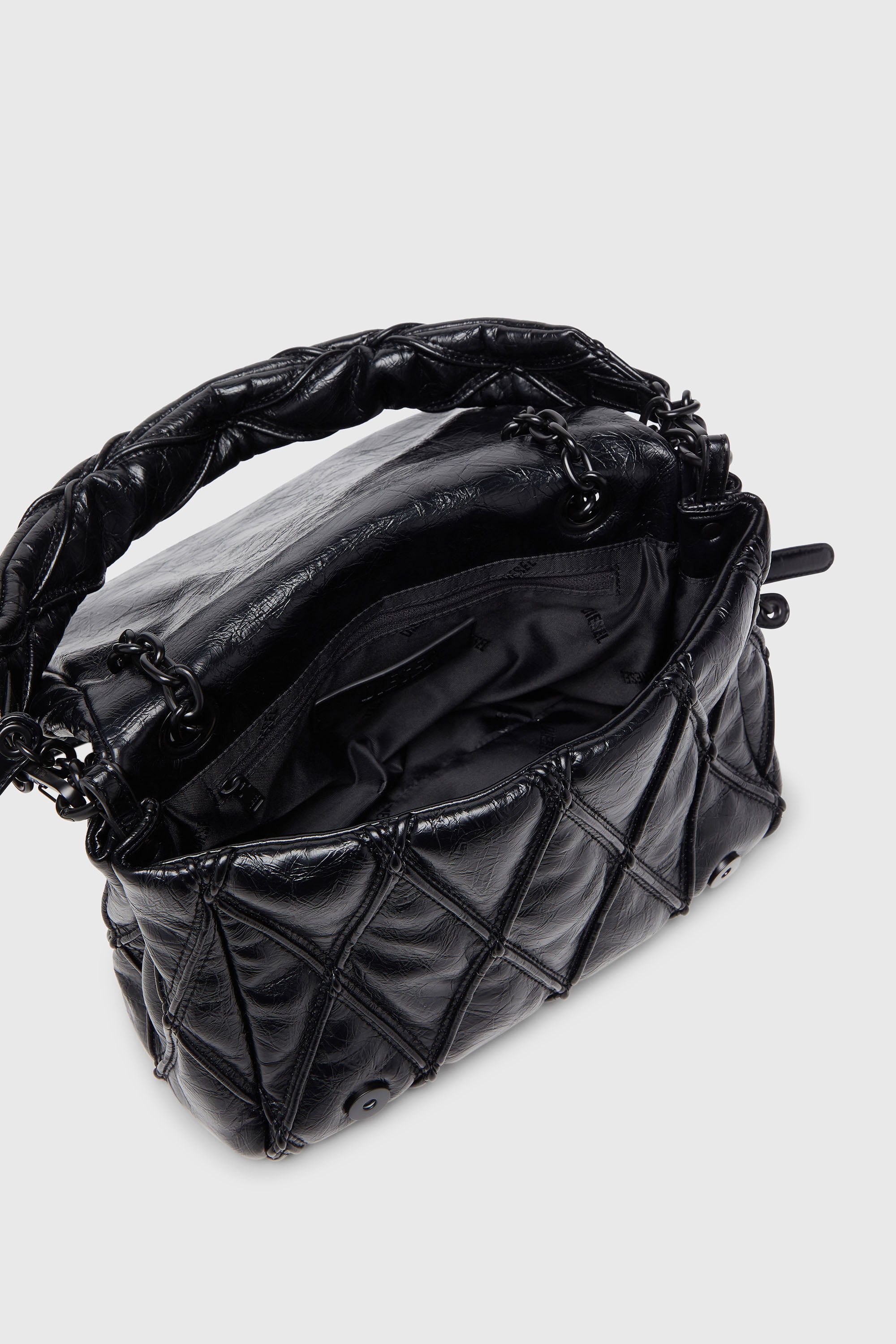 Women's Charm-D - Shoulder bag in shiny quilted PU | Black