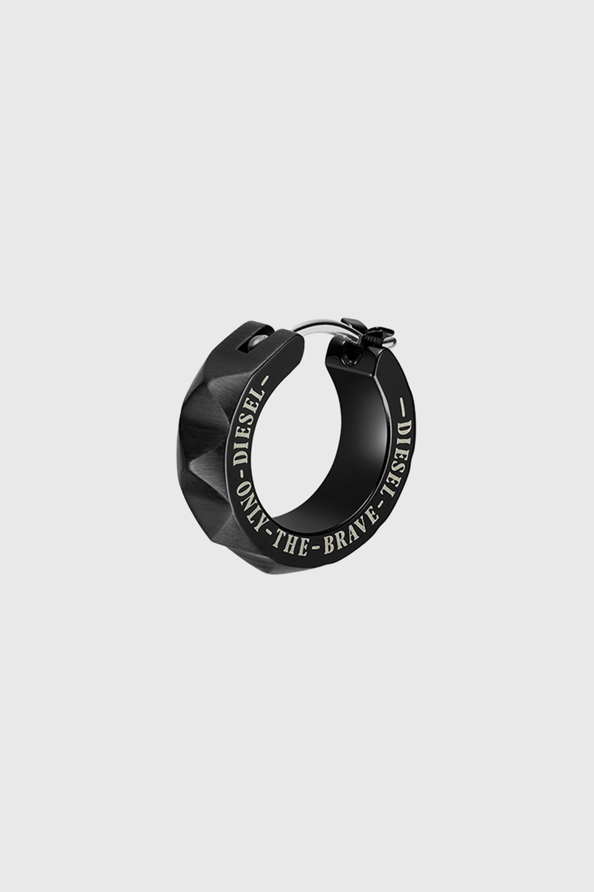 Diesel - DX1273, Man's Black stainless steel studded huggie earring in Black - 1