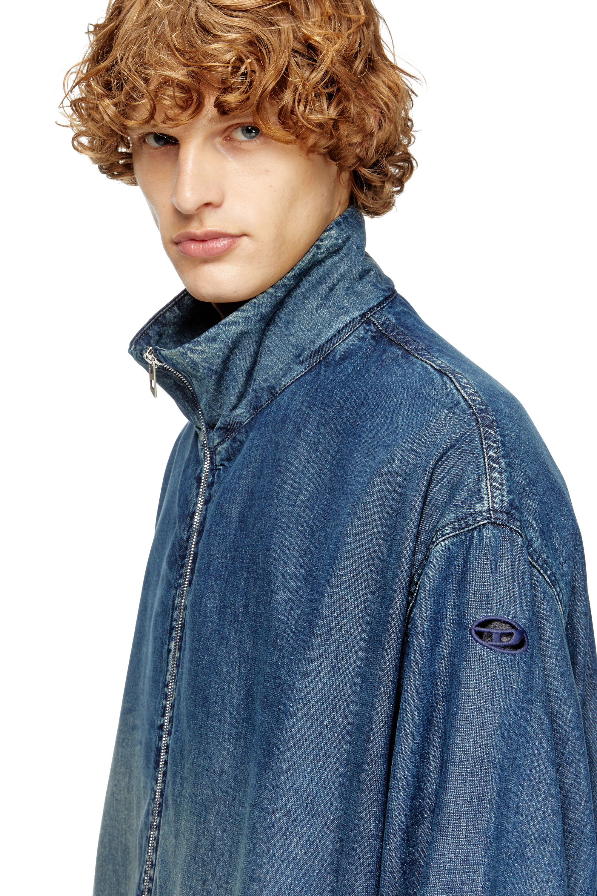 Diesel - D-KRAP-S6, Veste zippée en denim fluide Homme in Bleu - 4