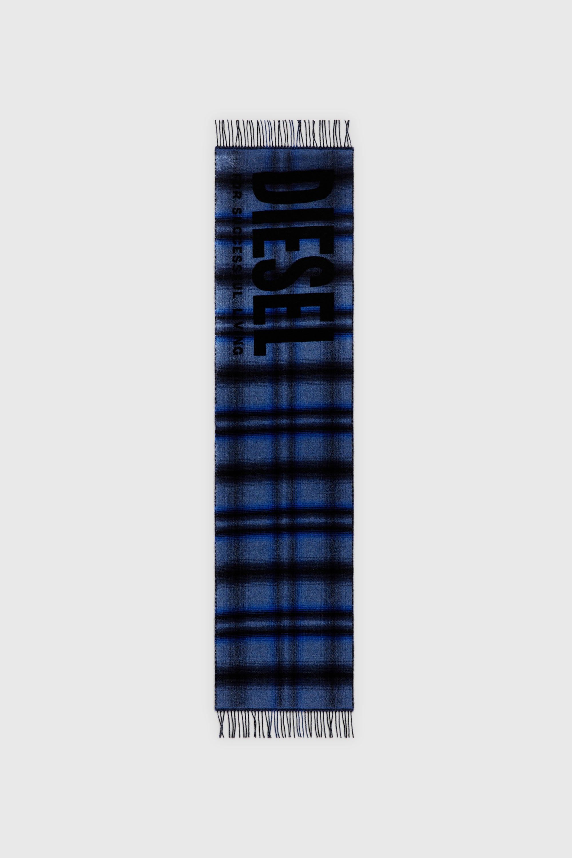 Diesel - S-CHECK, Man's Wool-blend scarf with check pattern in Blue - 2