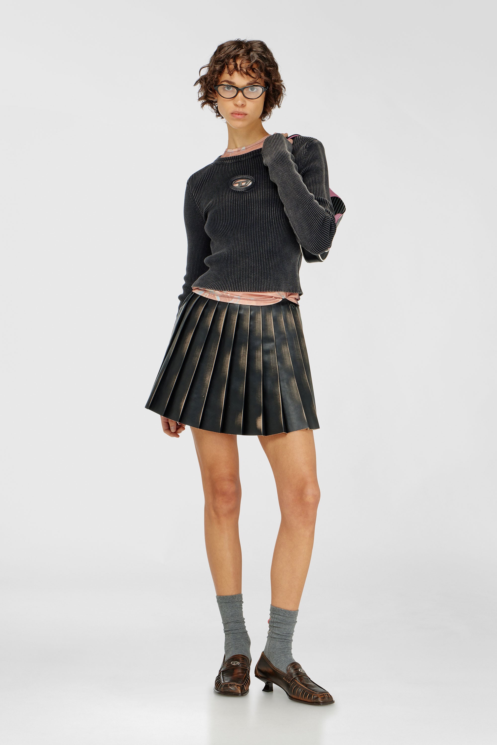 Diesel - M-ANCHOR-A, Female's Cropped jumper with cut-out logo in Black - 2