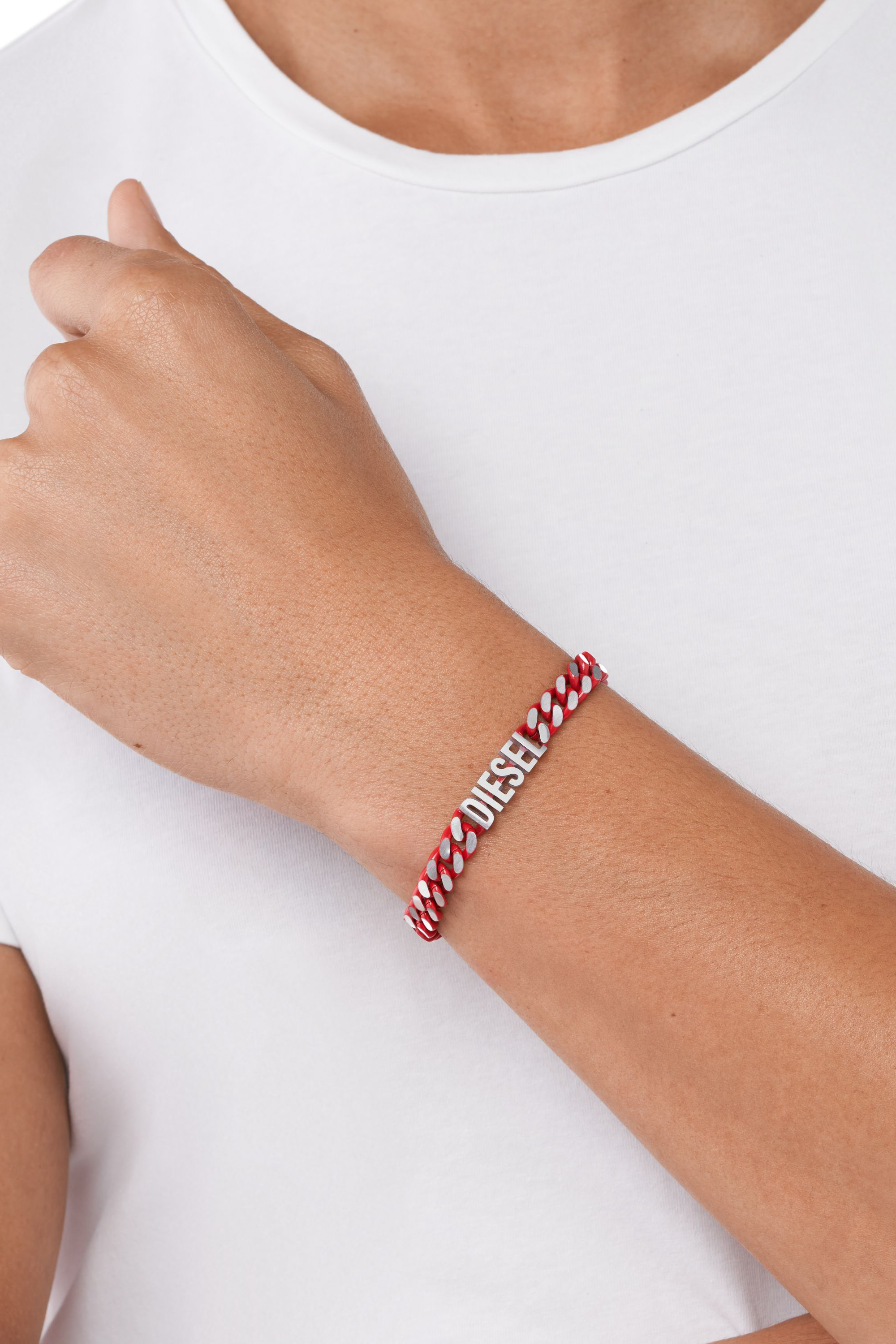 Diesel - DX1415, Pulsera de cadena de acero inoxidable rojo Unisex in Rojo - 4