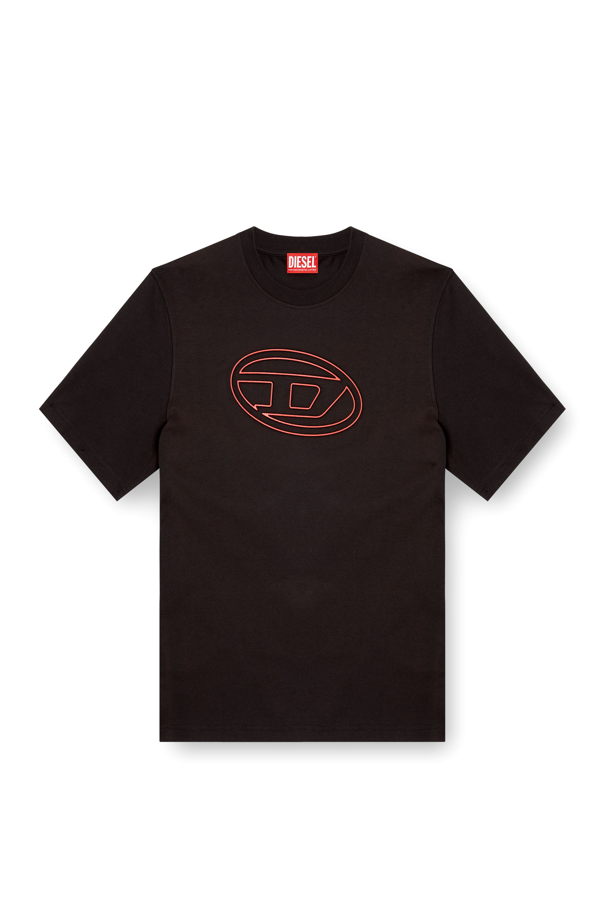Diesel - T-ADJUST-BIGOVAL, Male's T-shirt with embossed Oval D in Black/Red - 2