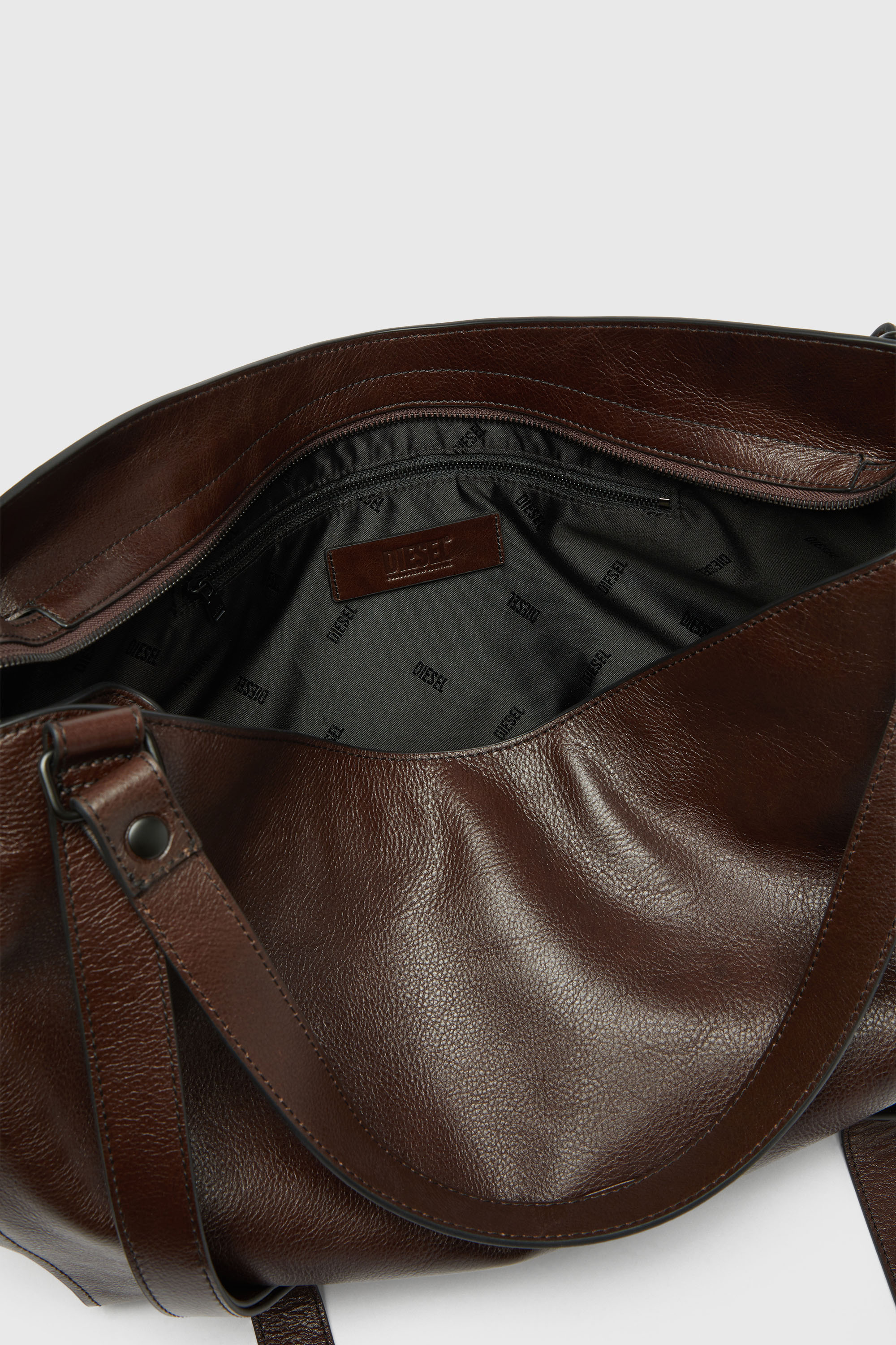 Diesel - D-ONE TOPHANDLE L, Unisex's D-One-Large top-handle bag in leather in Dark Brown - 6