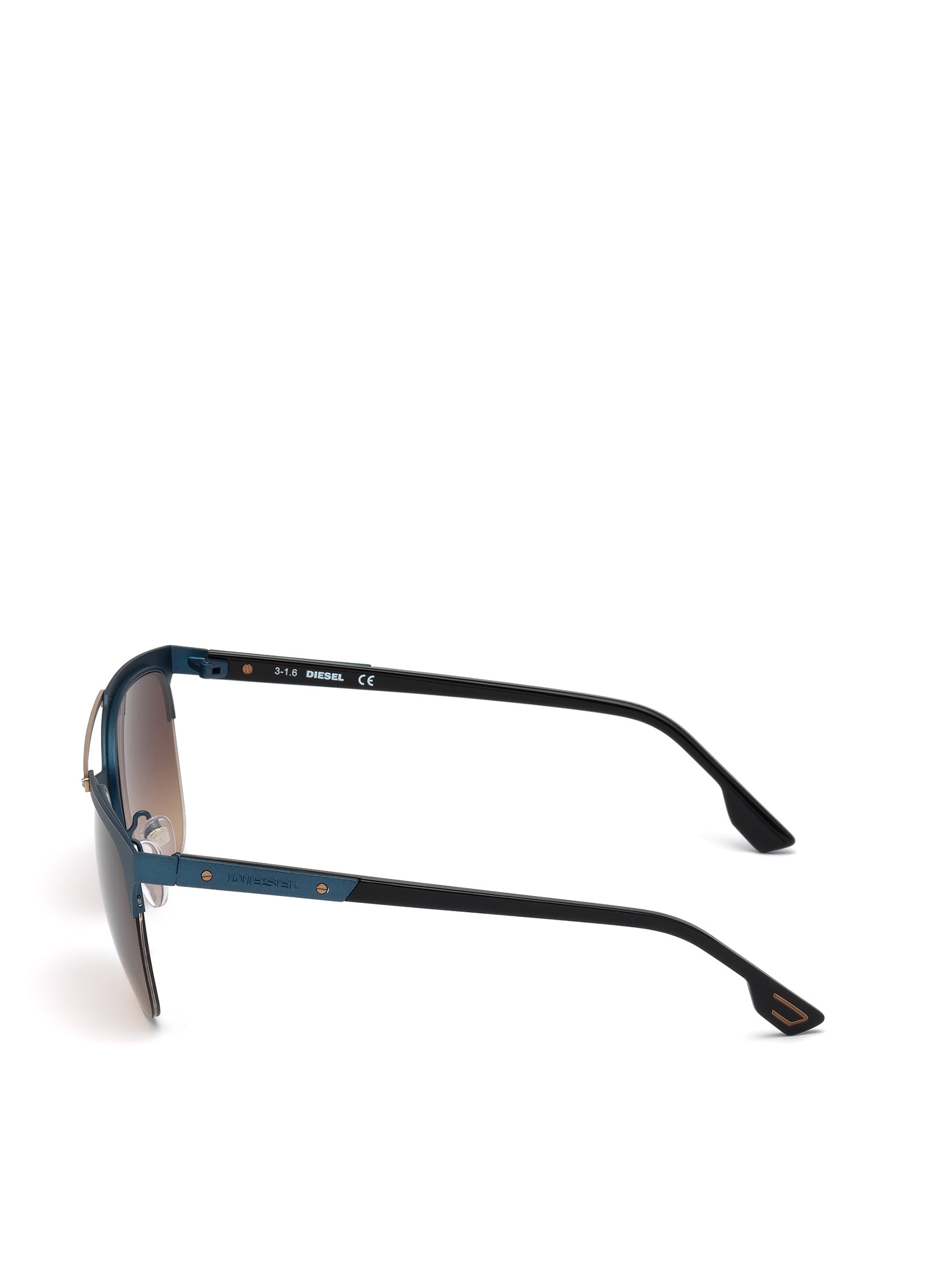 Diesel - DL0215, Gafas cuadradas de doble puente de metal Hombre in Azul marino - 3