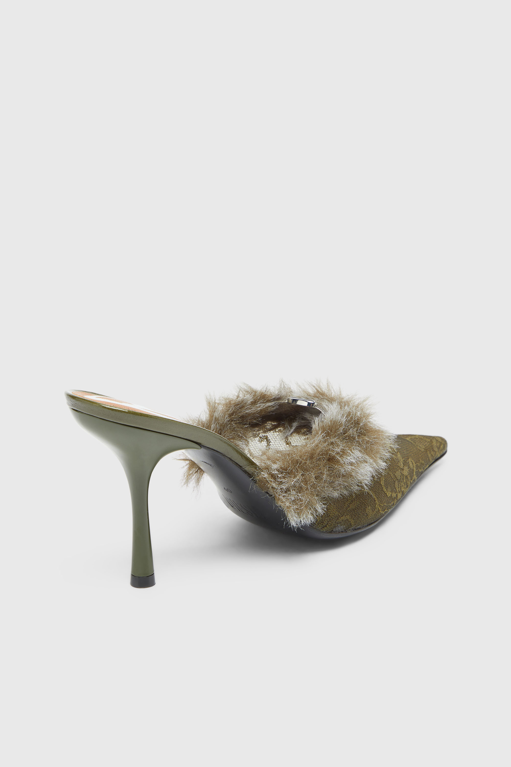 Diesel - D-JEWELS  MULE FUR 90, D-Jewels - Mules de nailon con ribete suave Mujer in Verde - 5