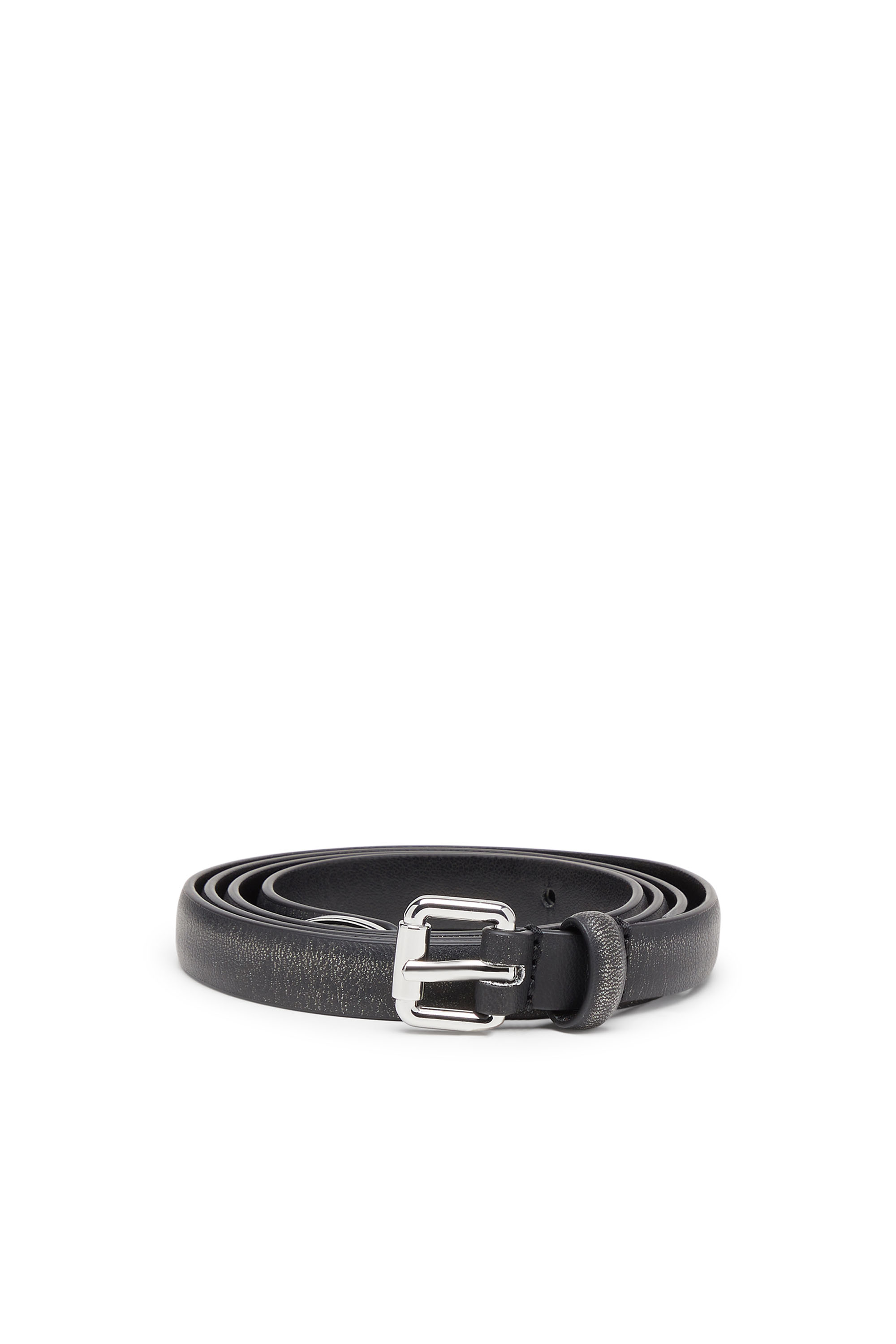 Diesel - B-DD-TIP, Female's 1.4cm belt with slim buckle in Black/Silver - 1
