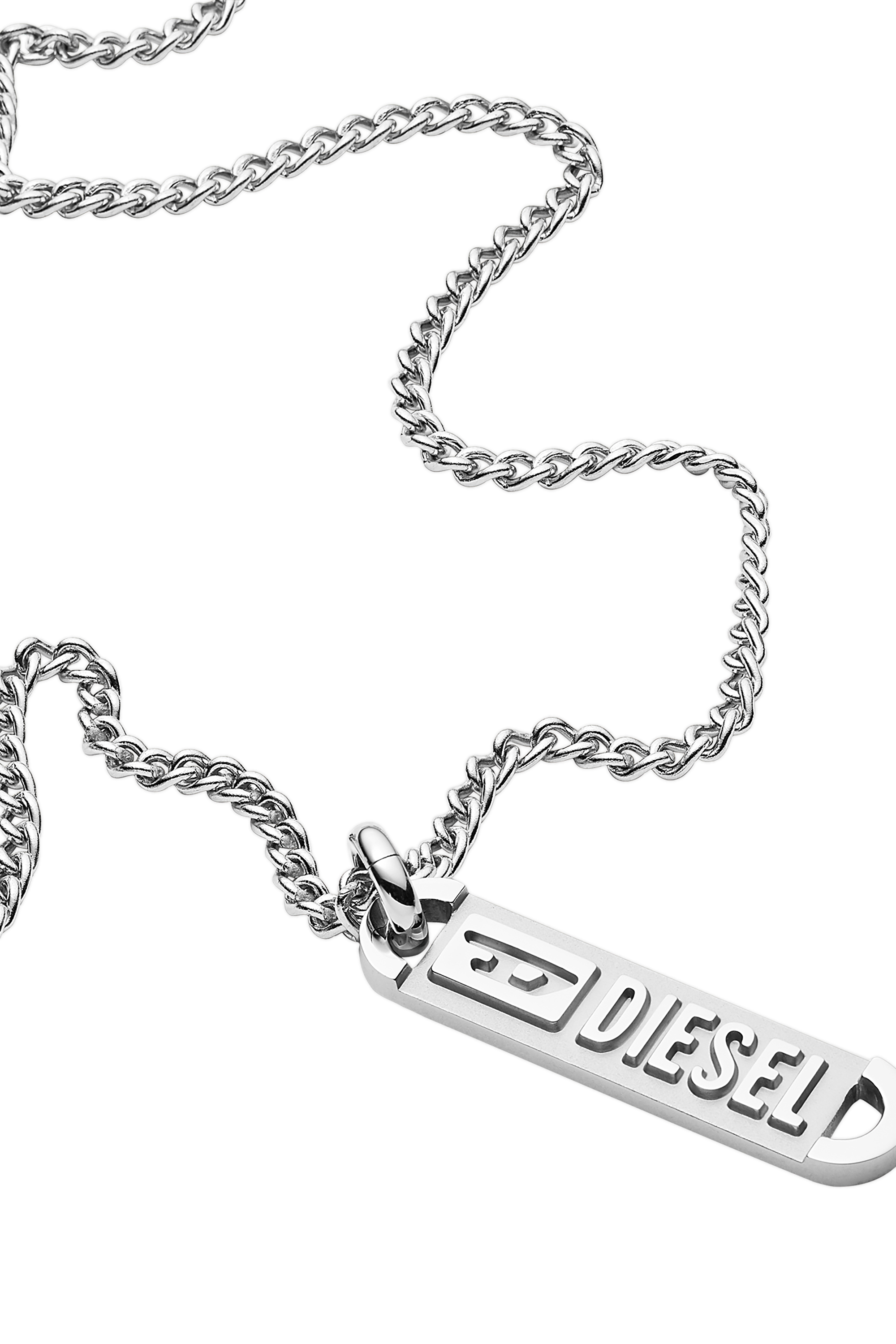 Logo-Engraved Stainless Steel Pendant Necklace