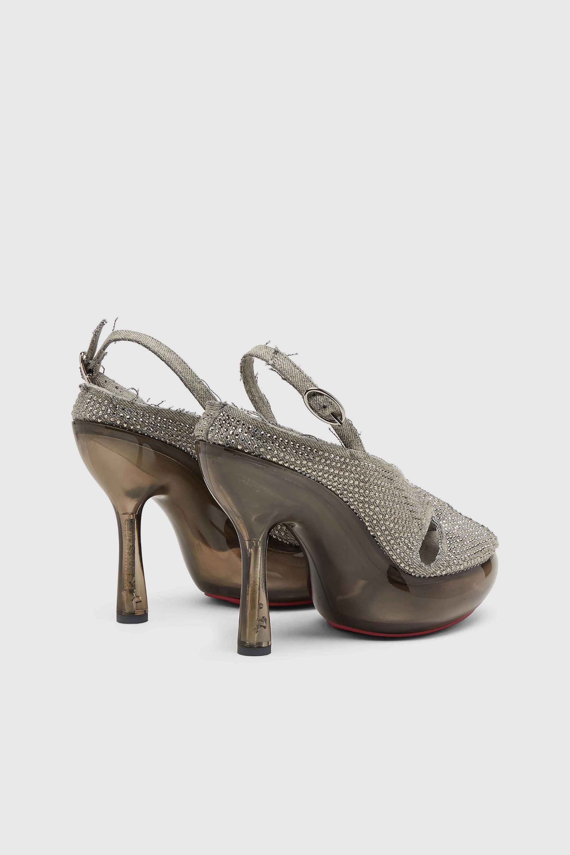Diesel - D-LAKE PLATFORM SDL, Woman's D-Lake-Platform sandals in crystal denim and plexiglass in Grey - 3