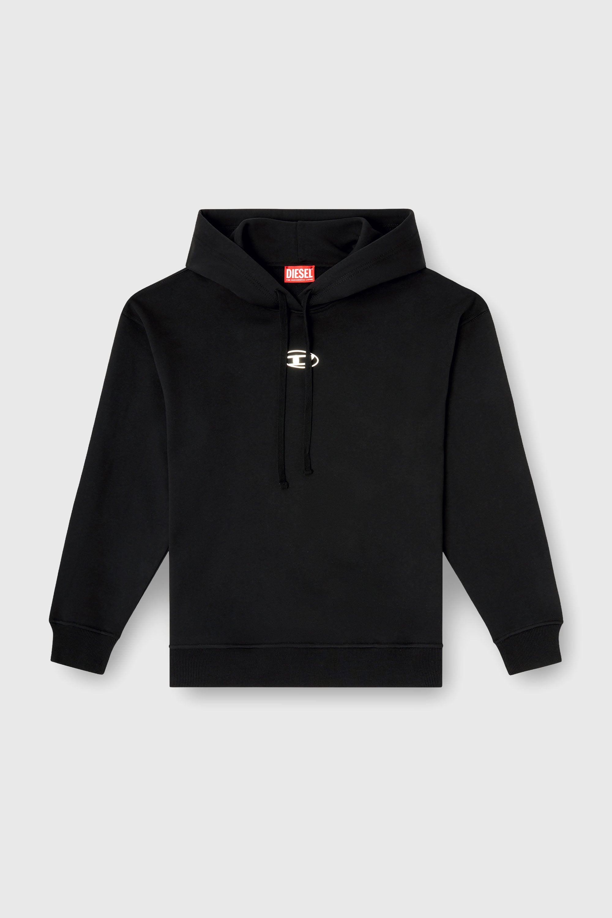 Diesel - F-BUXT-HOOD-OD, Sweat-shirt &agrave; capuche avec logo Oval D effet m&eacute;tal Femme in Noir - 2