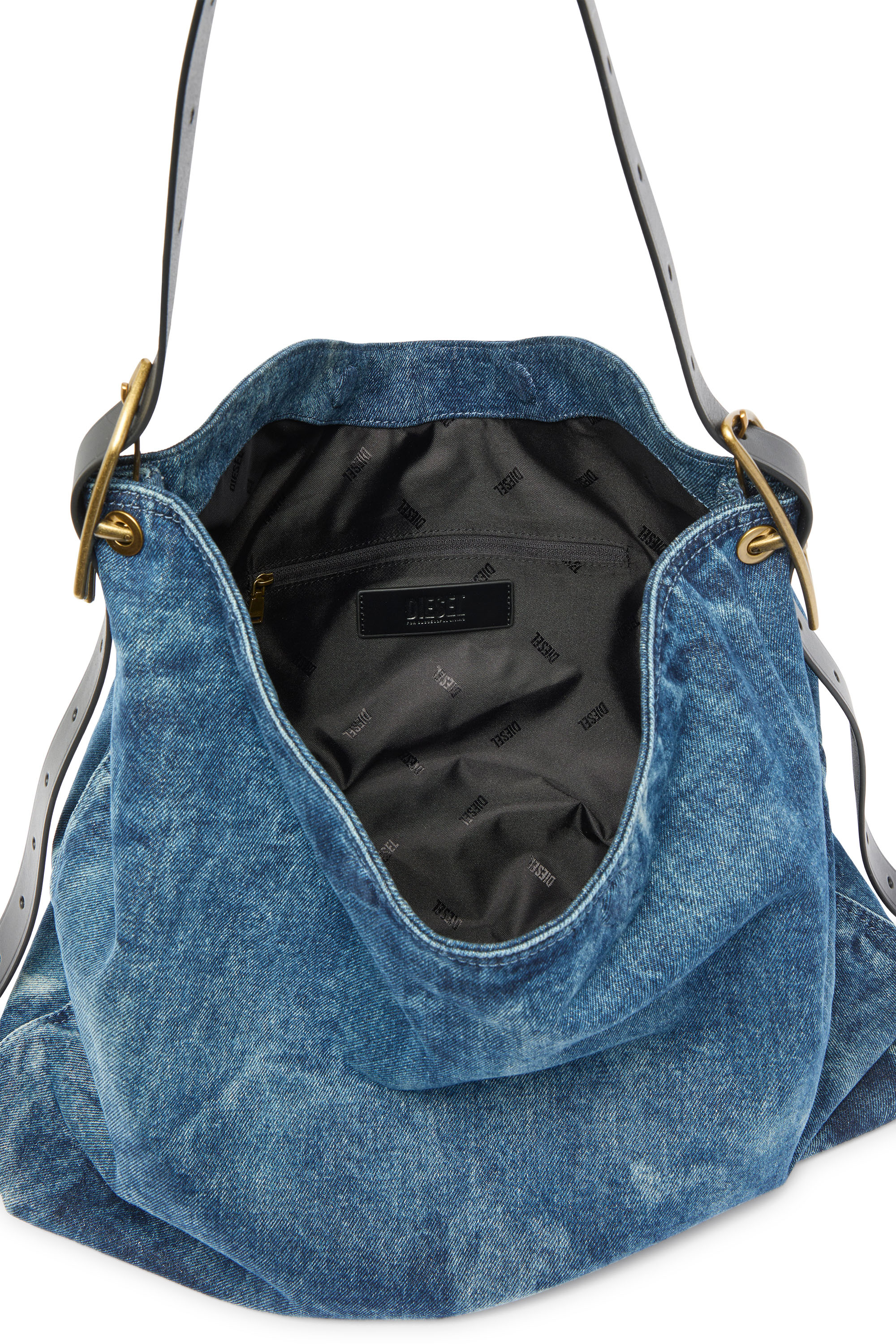 Diesel - D-LINE HOBO L, Woman's D-Line-Denim hobo bag in Medium blue - 6
