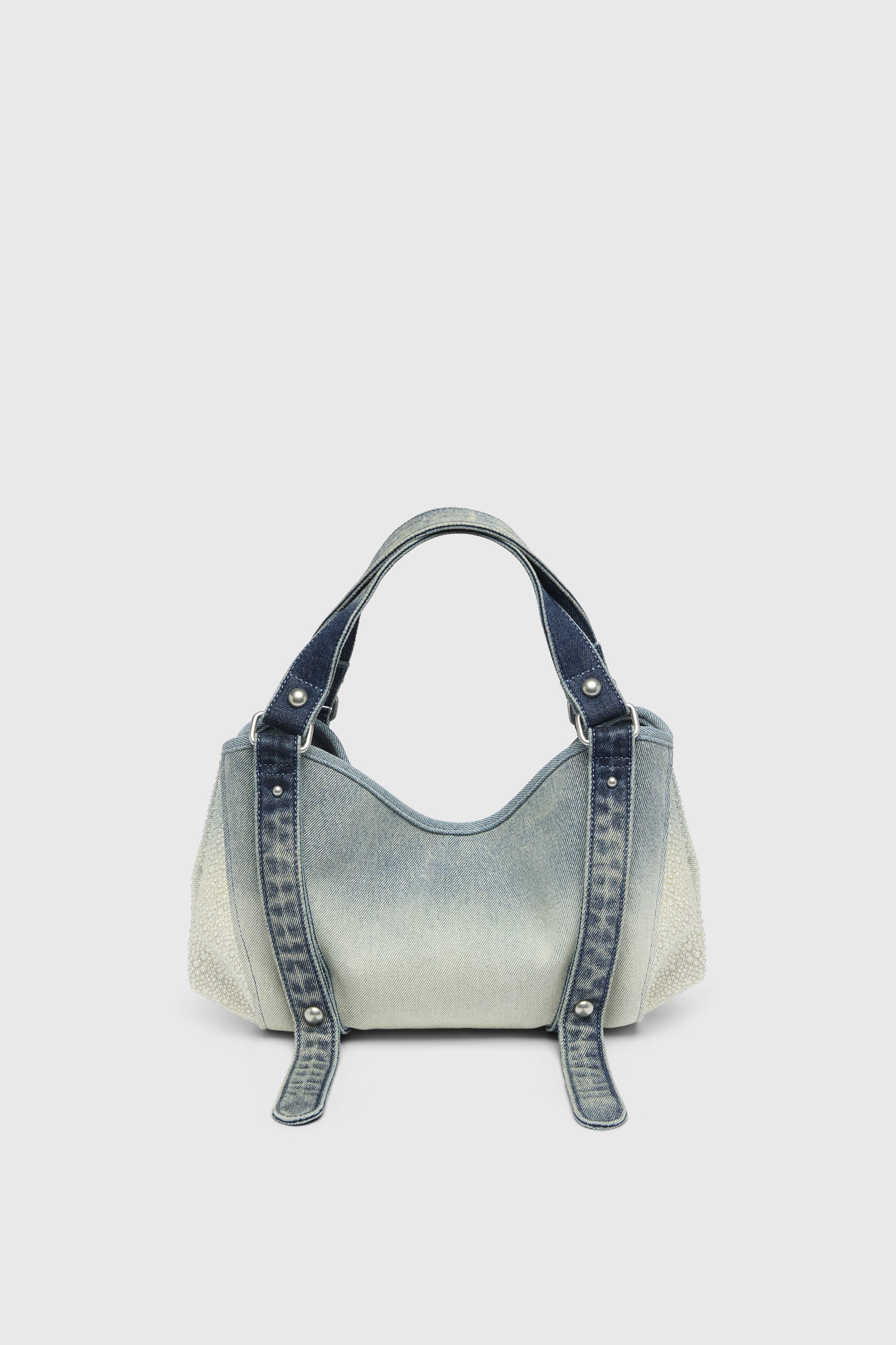 Diesel - D-ONE TOPHANDLE S, Female's D-One-Small top-handle bag in crystal solarised denim in Blue - 2