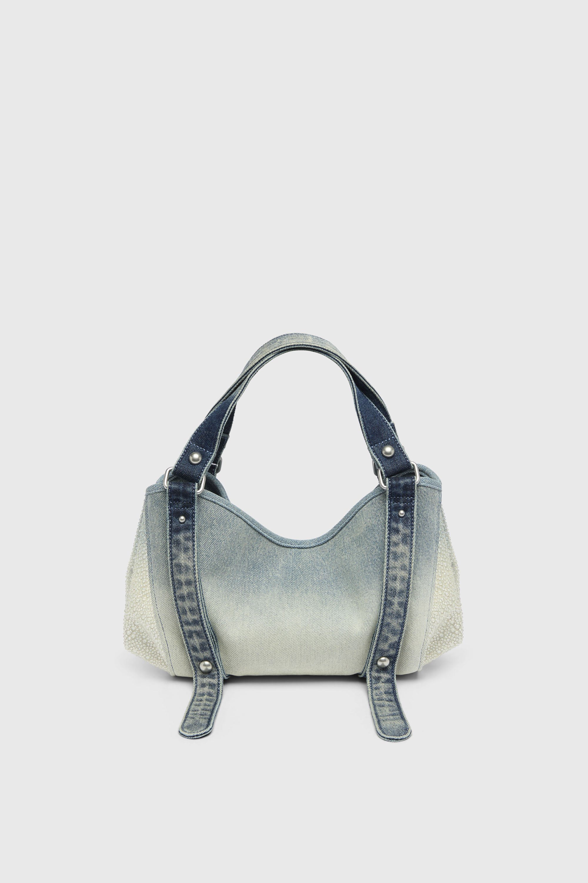 Diesel - D-ONE TOPHANDLE S, D-One-Bolso small con asa superior de denim solarizado con cristales Mujer in Azul marino - 2