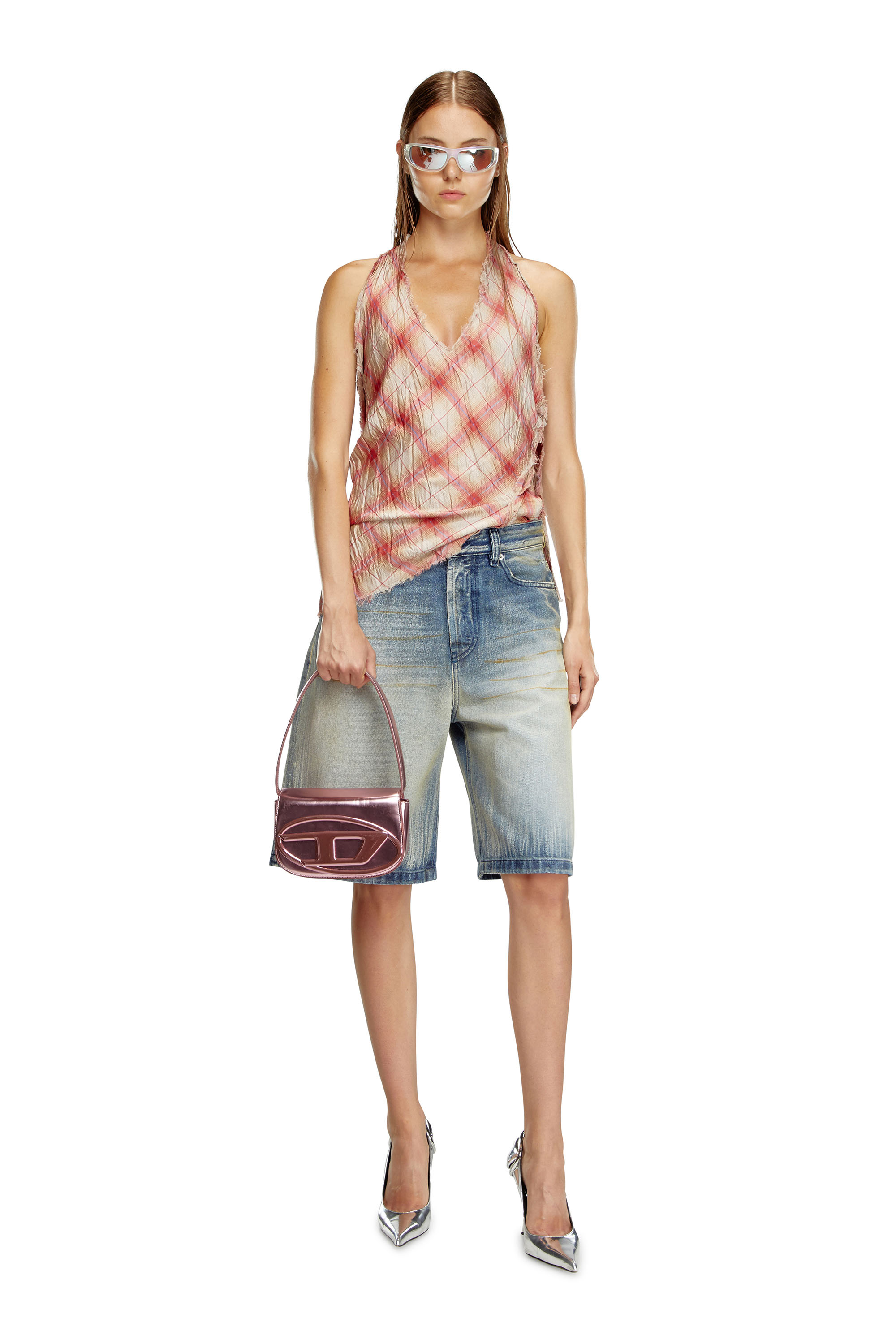 Diesel - 1DR, Woman's 1DR-Iconic shoulder bag in mirrored leather in Pink - 2