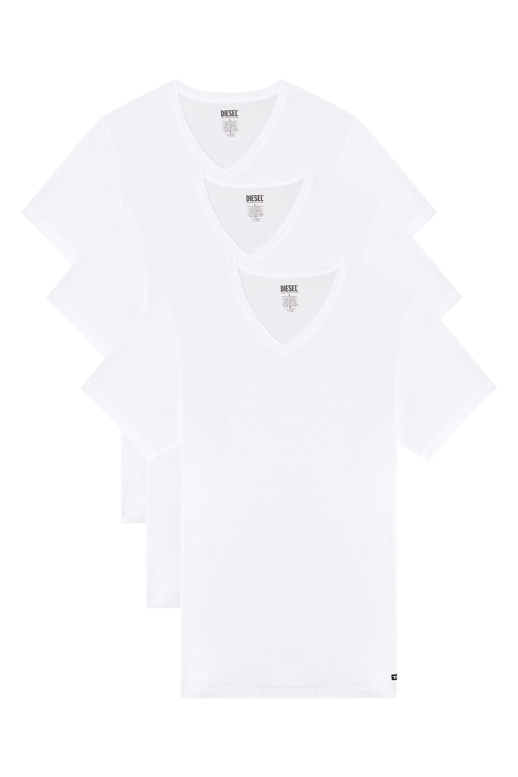 Diesel - MICHAEL-D-BOX-3PACK, Man's Three-pack of V-neck T-shirts in White - 2