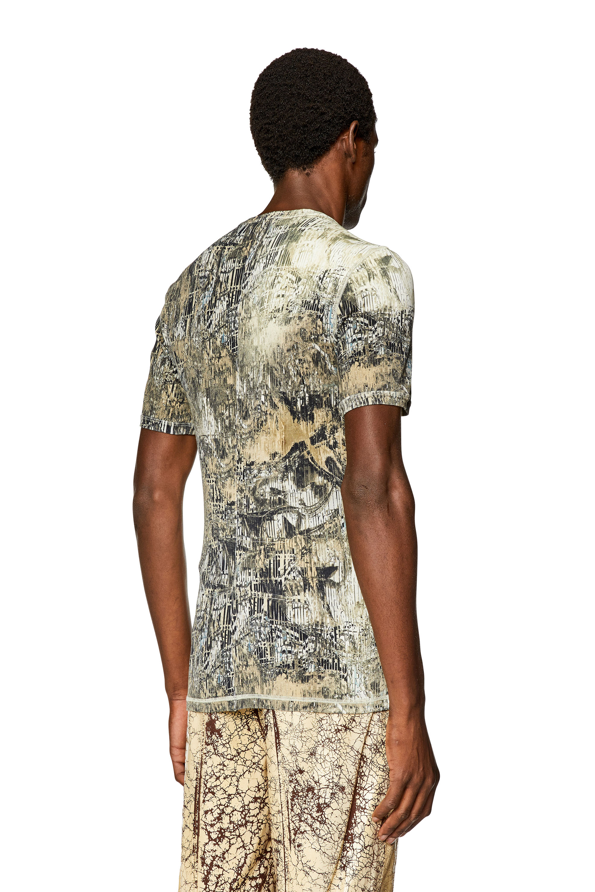 Diesel - T-IBE-M1, Man's Printed T-shirt with foiled logo artwork in Black - 5