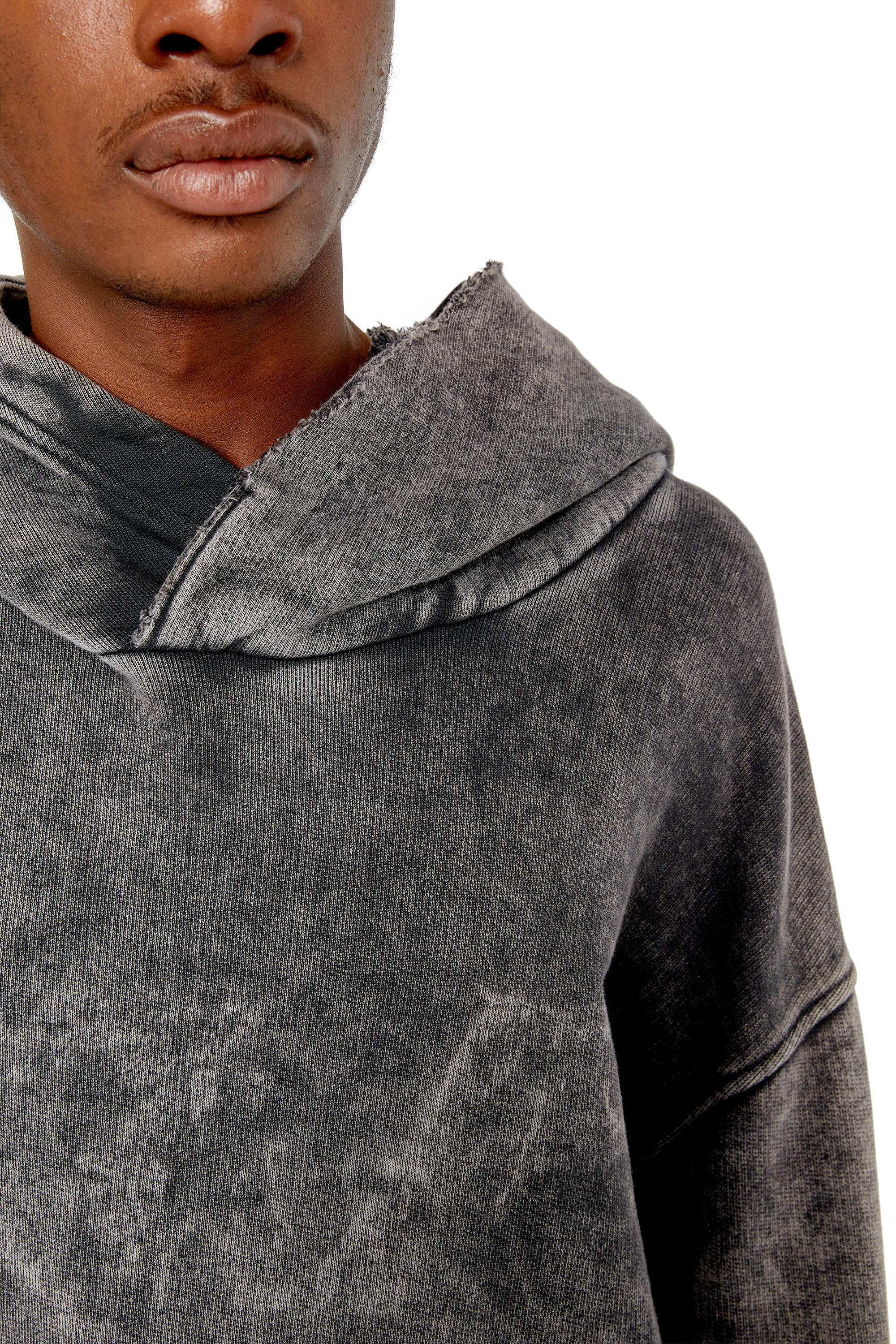 Diesel - S-TOPPER, Man's Hoodie with layered details in Black - 5