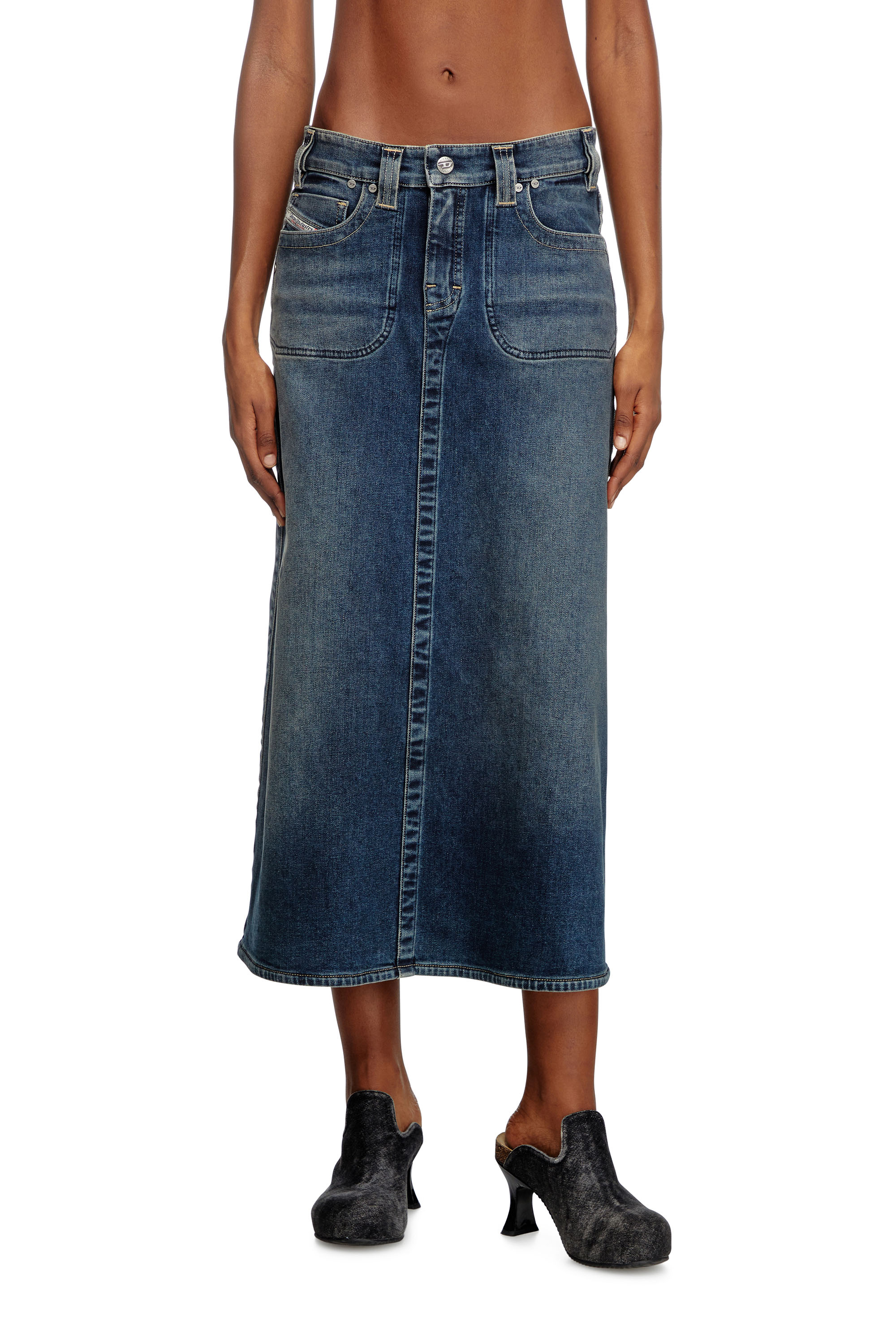 DE-PAGO-MID-RE, Azul Oscuro Diesel - DE-PAGO-MID-RE, Falda midi de Rehab denim Mujer in Azul marino - 3