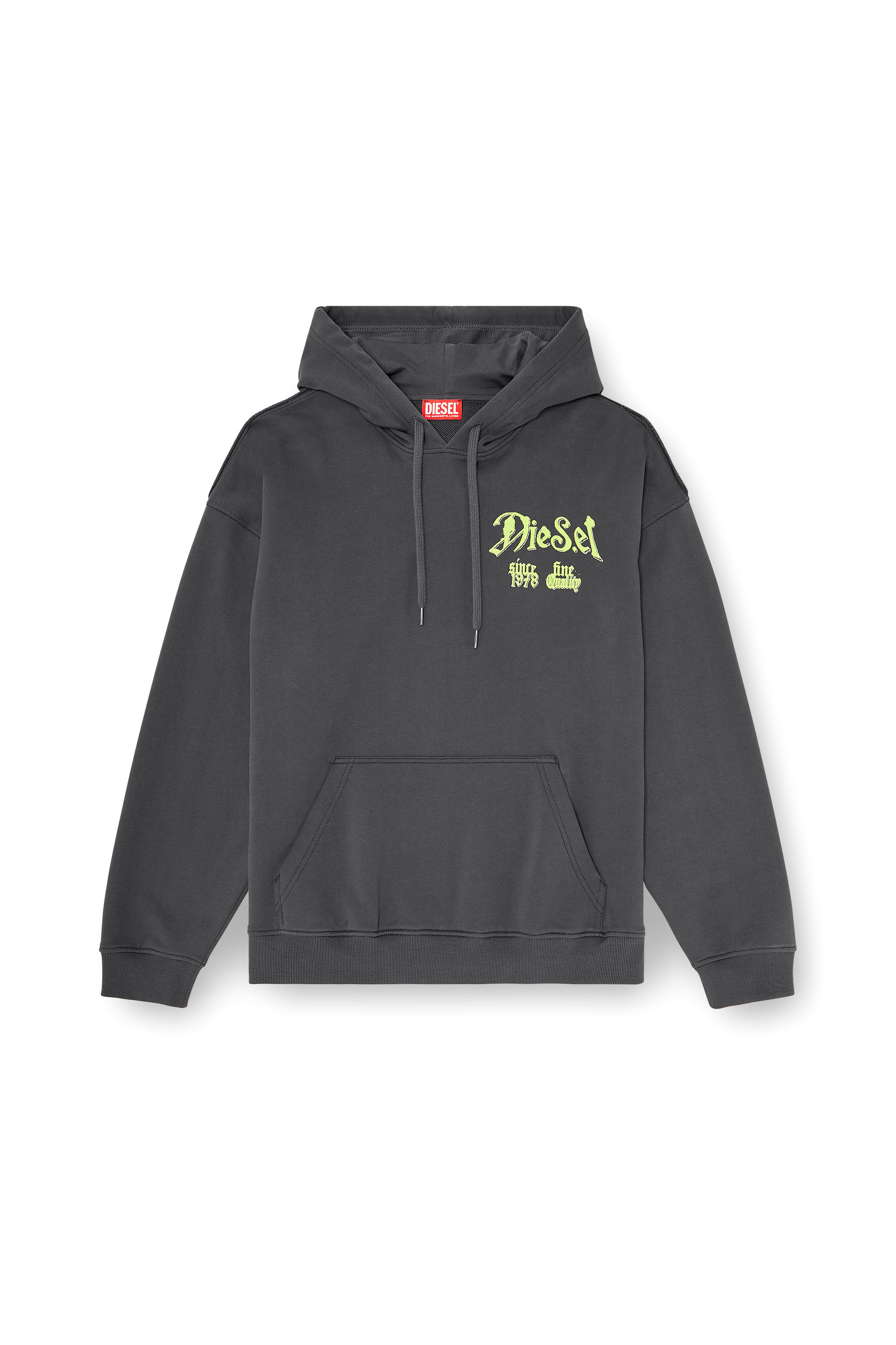 Diesel - S-BOXT-HOOD-AA2, Sudadera de algod&oacute;n con gr&aacute;ficos flocados Hombre in Gris - 3