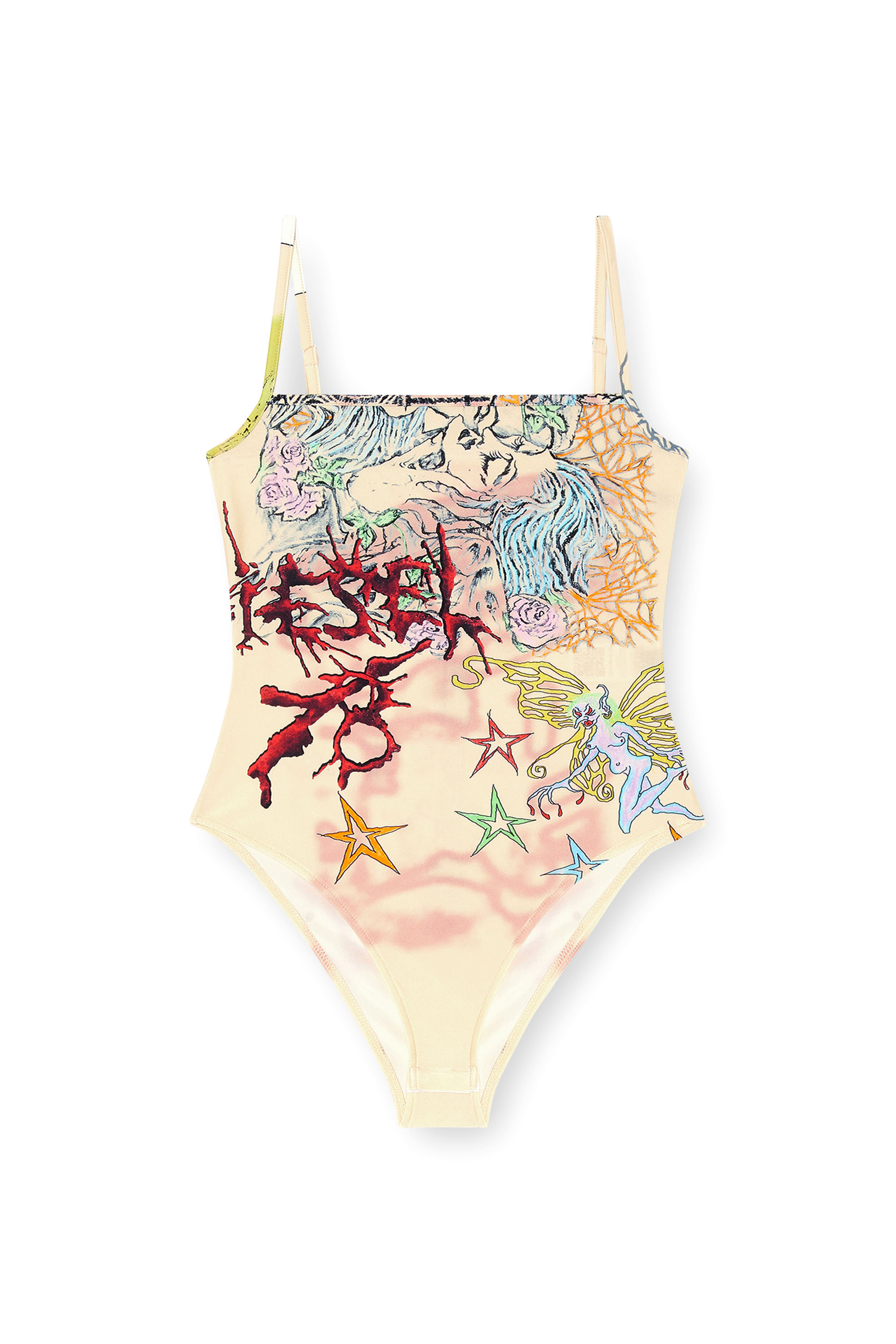 Diesel - T-ASSA, Woman's Bodysuit with tattoo print in Beige - 2