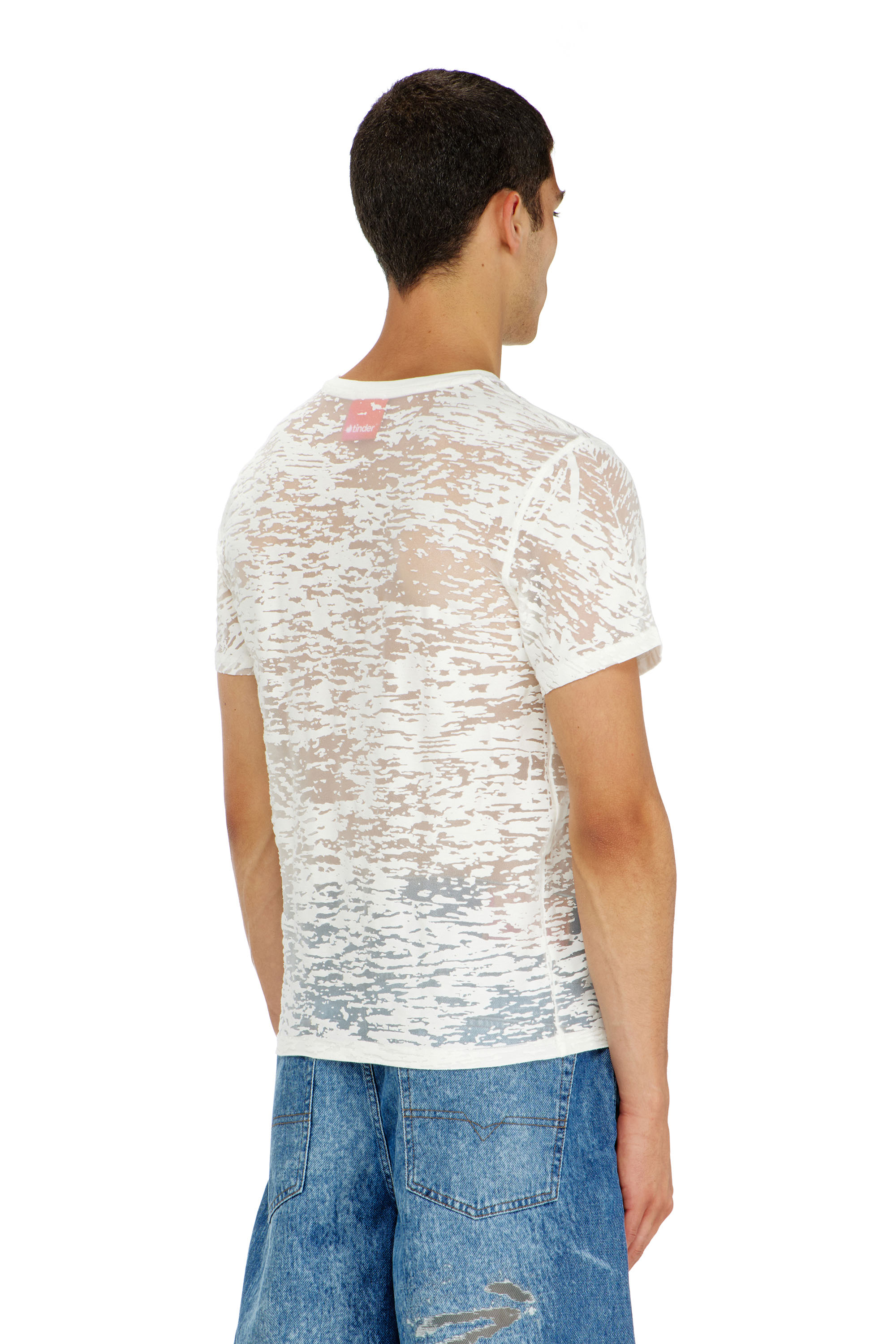 Diesel - PR-T-NOTS-MATI-R, Camiseta de jersey all-over devor&eacute; Unisex in Blanco - 4