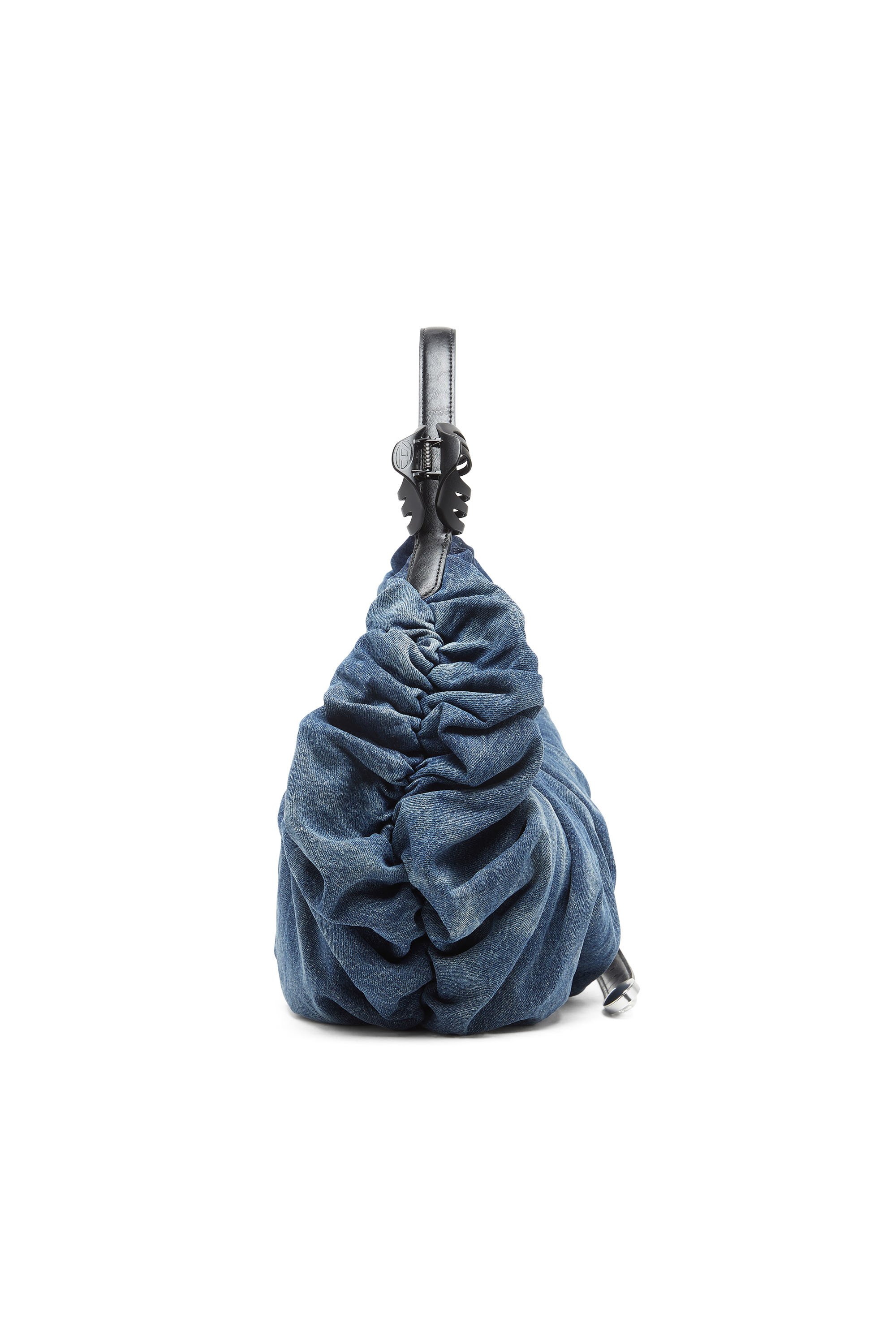 Diesel - GRAB-D HOBO L, Grab-D L-Grand sac hobo froiss&eacute; en denim trait&eacute; Femme in Bleu - 4