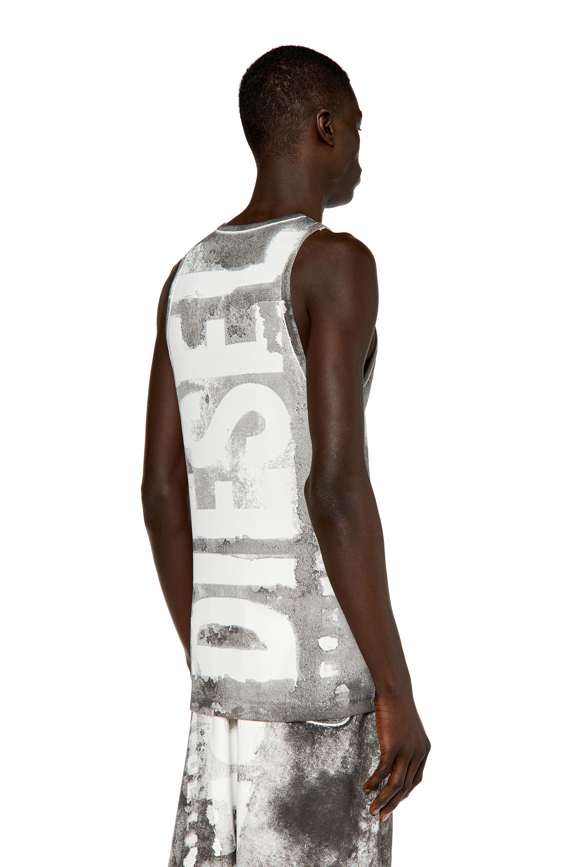 Diesel - T-LIFT-G1, Camiseta con tirantes con logotipo desteñido Hombre in Gris - 5