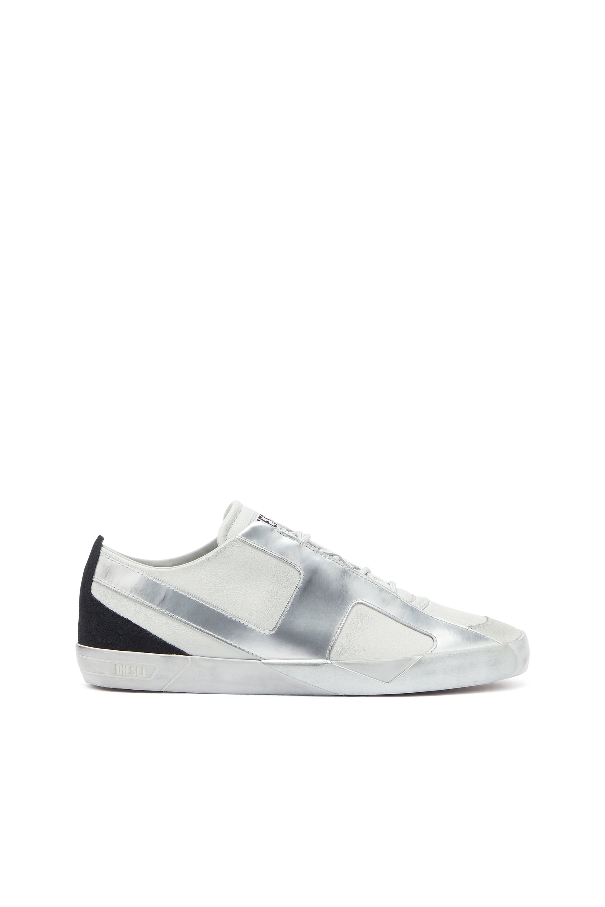 Diesel - S-SLANTE-D LOW, Male's S-Slante-D - Distressed sneakers in leather and suede in White/Silver - 1