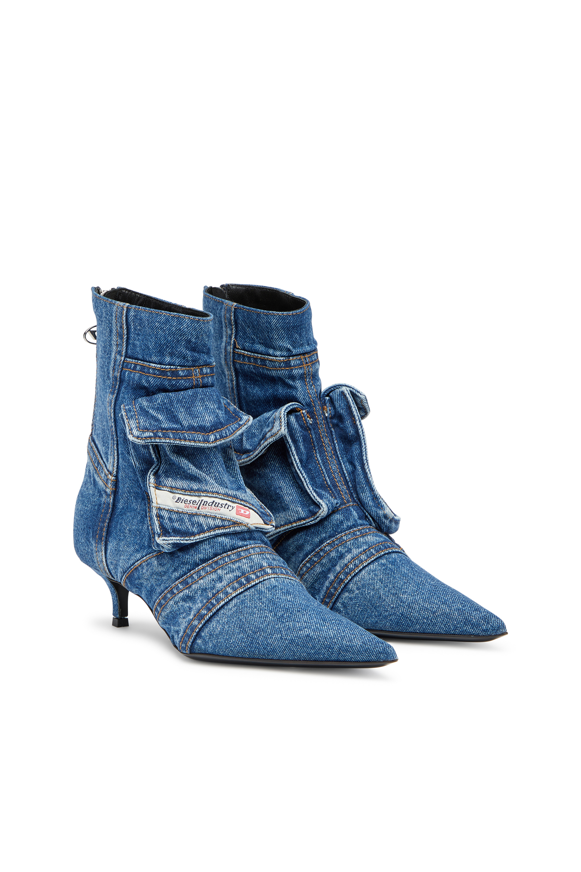 Diesel - D-VENUS POCKET LB, D-Venus-Bottines cargo en denim délavé Femme in Bleu - 2