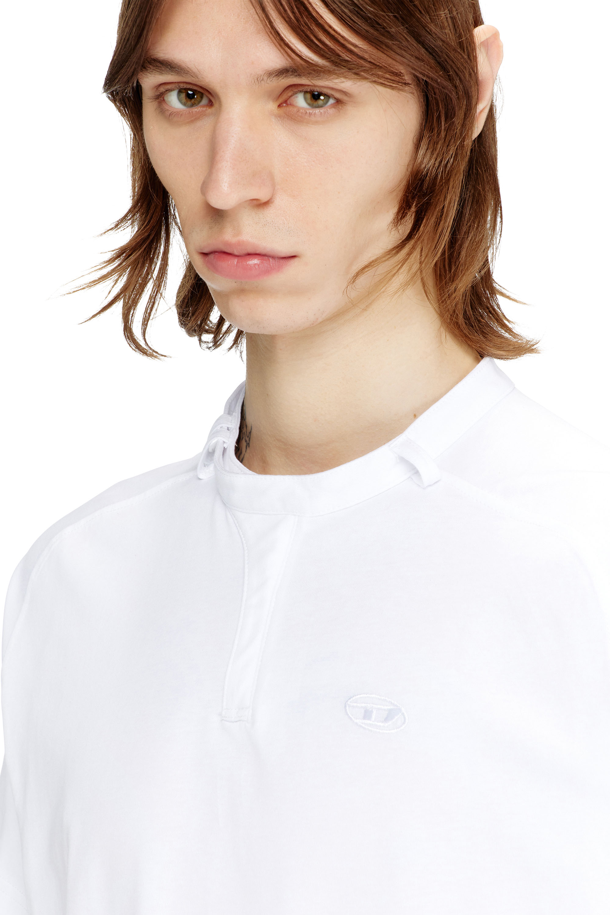 Diesel - T-KAUKO, T-shirt avec bride d'encolure motard Homme in Blanc - 4