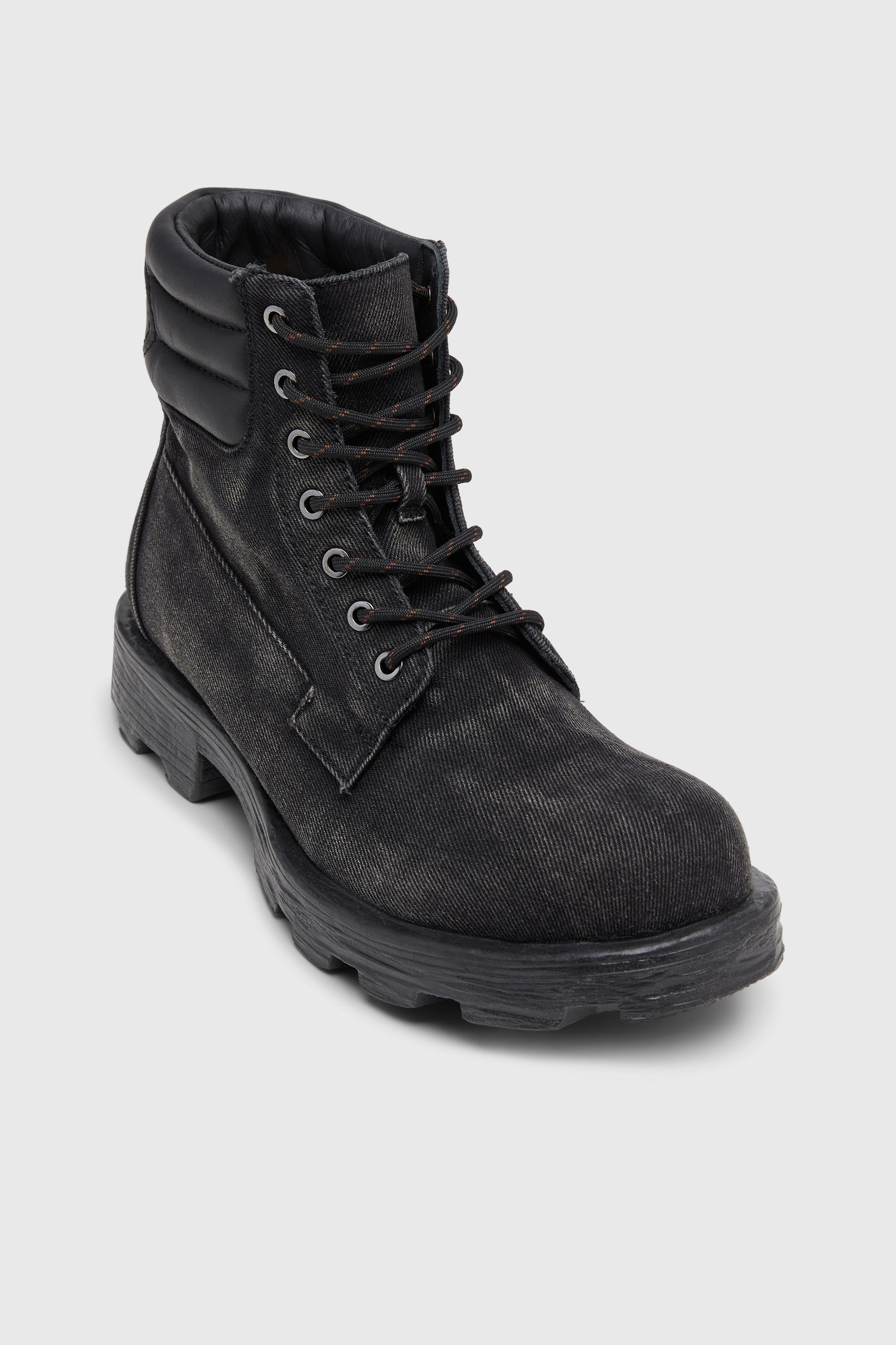 Diesel - D-HAMMER LACE UP, Male's D-Hammer-Combat boots in denim and leather in Black - 6
