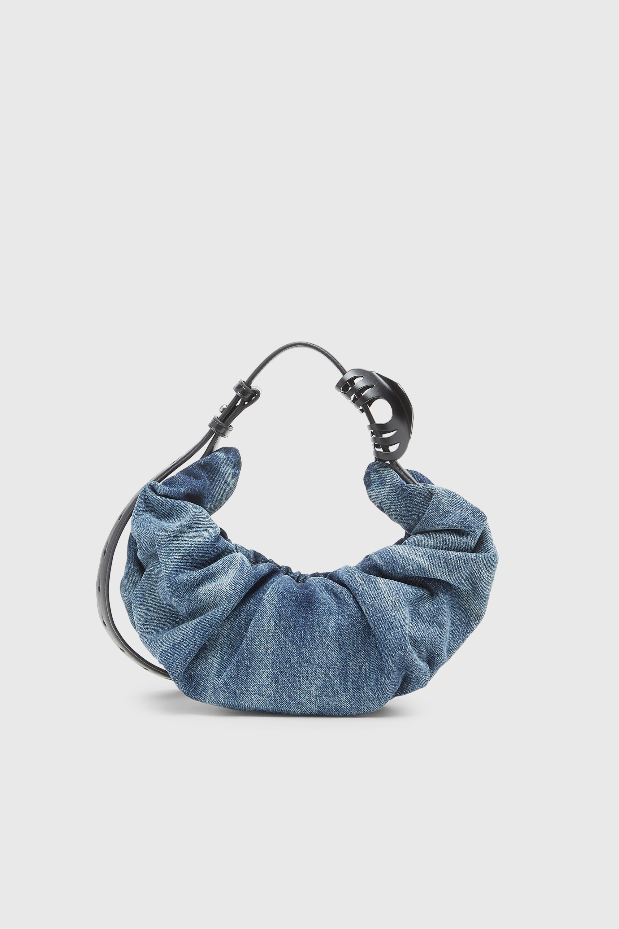 Diesel - GRAB-D HOBO S, Grab-D S-Bolso hobo peque&ntilde;o arrugado en denim tratado Mujer in Azul marino - 3