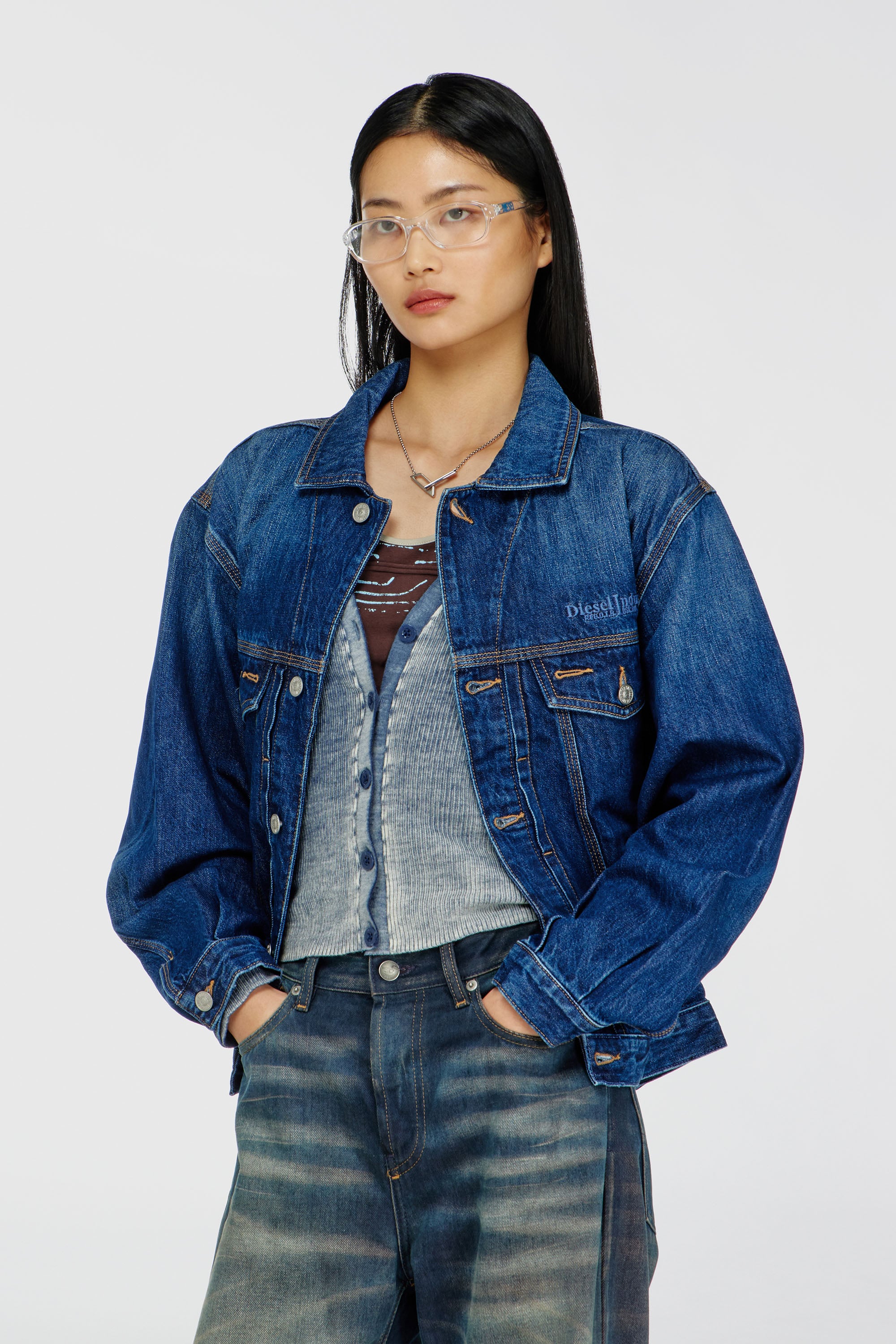 Diesel - D-DENVER, Veste trucker en denim Mixte in Bleu - 1