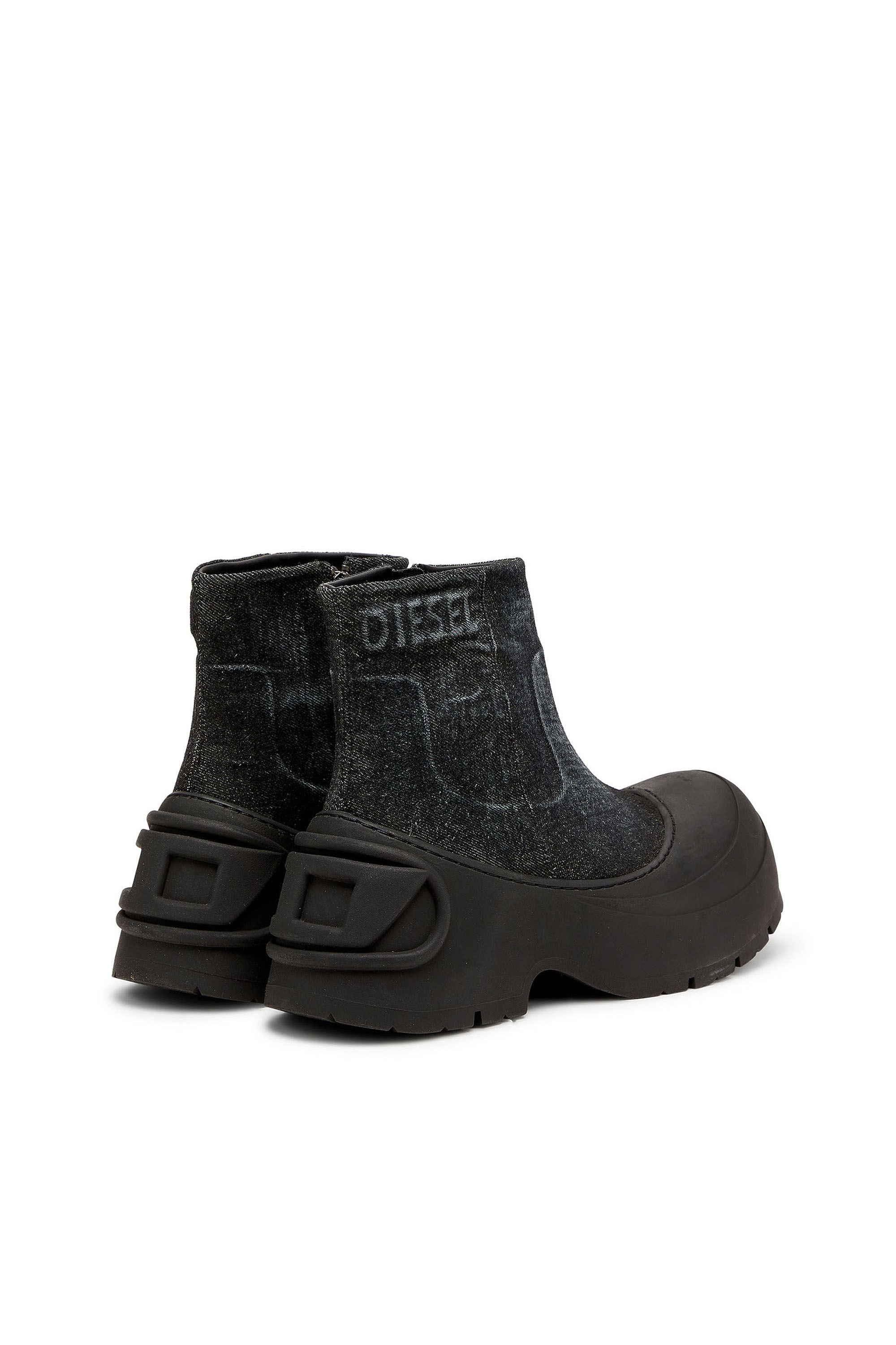Diesel - D-DONALD ZIP MD, D-Donald - Botines de denim con suela de goma envolvente Hombre in Negro - 3