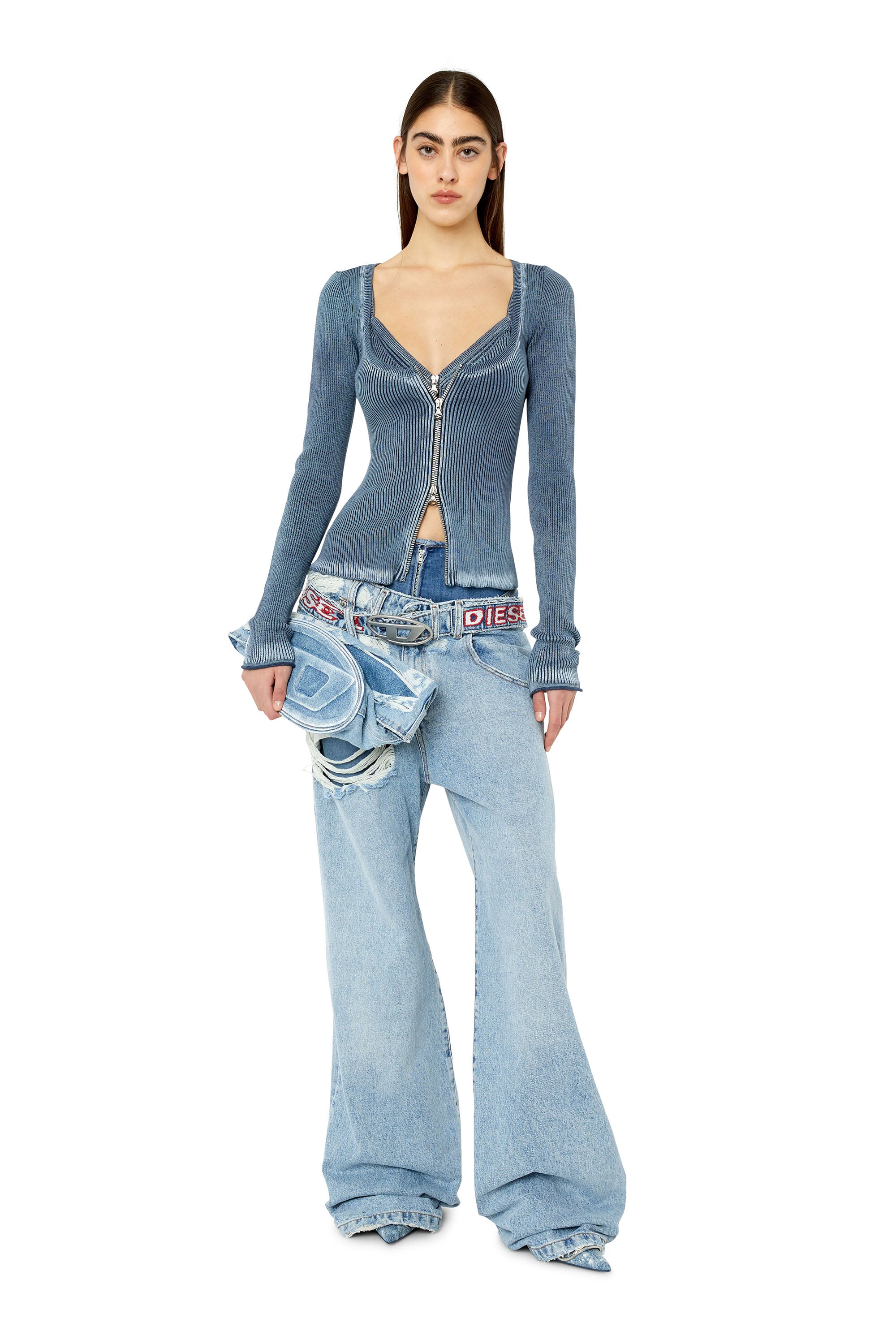 M-IDORI Woman: Knitted bra top and cardigan set | Diesel {{Country}}