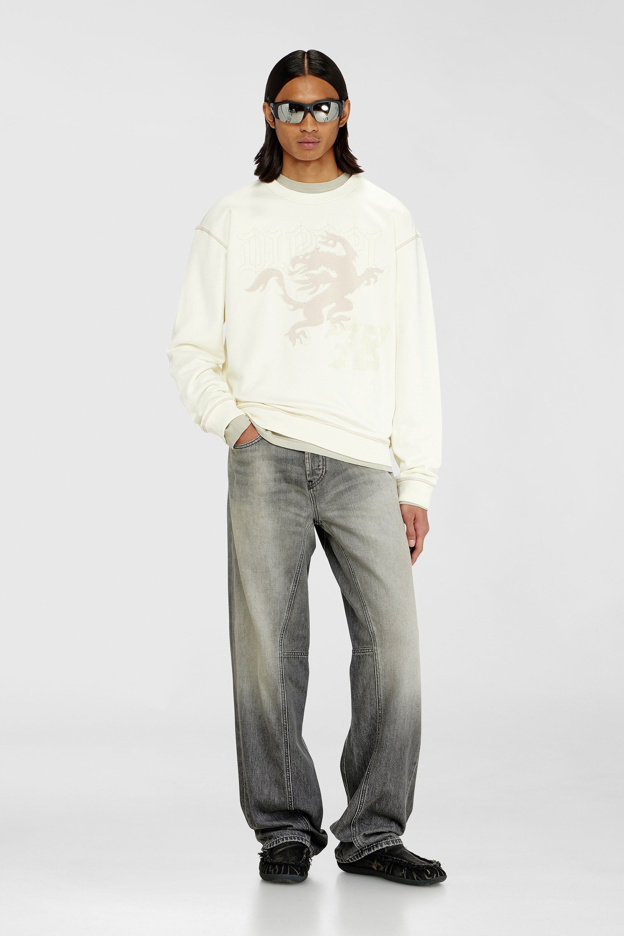 Diesel - S-NORM-AA3, Sweat-shirt avec broderie et imprim&eacute; Homme in Blanc - 2