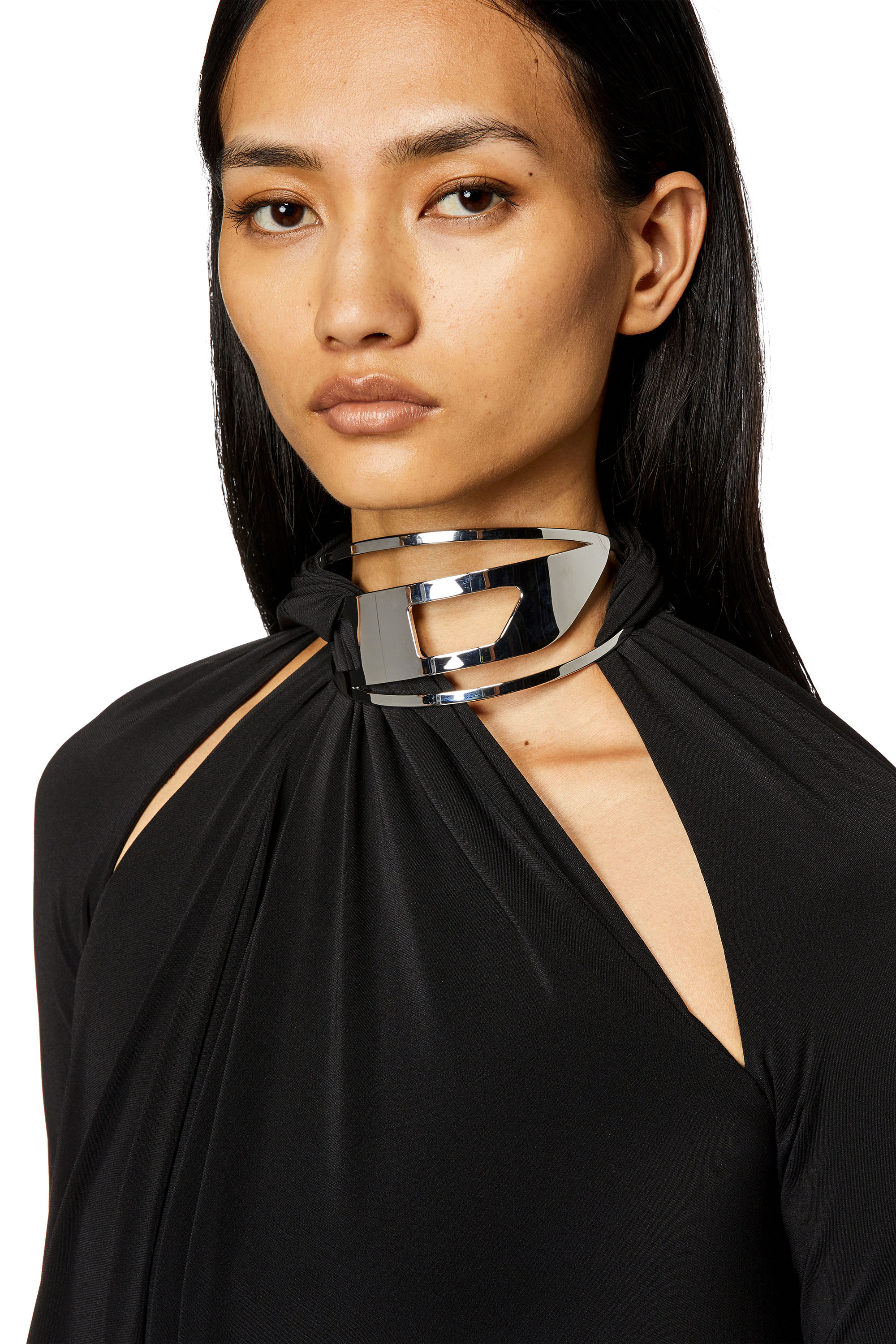 Diesel - D-LAVIE-KAF, Vestido con recortes, escote halter, con gargantilla con logotipo Mujer in Negro - 4