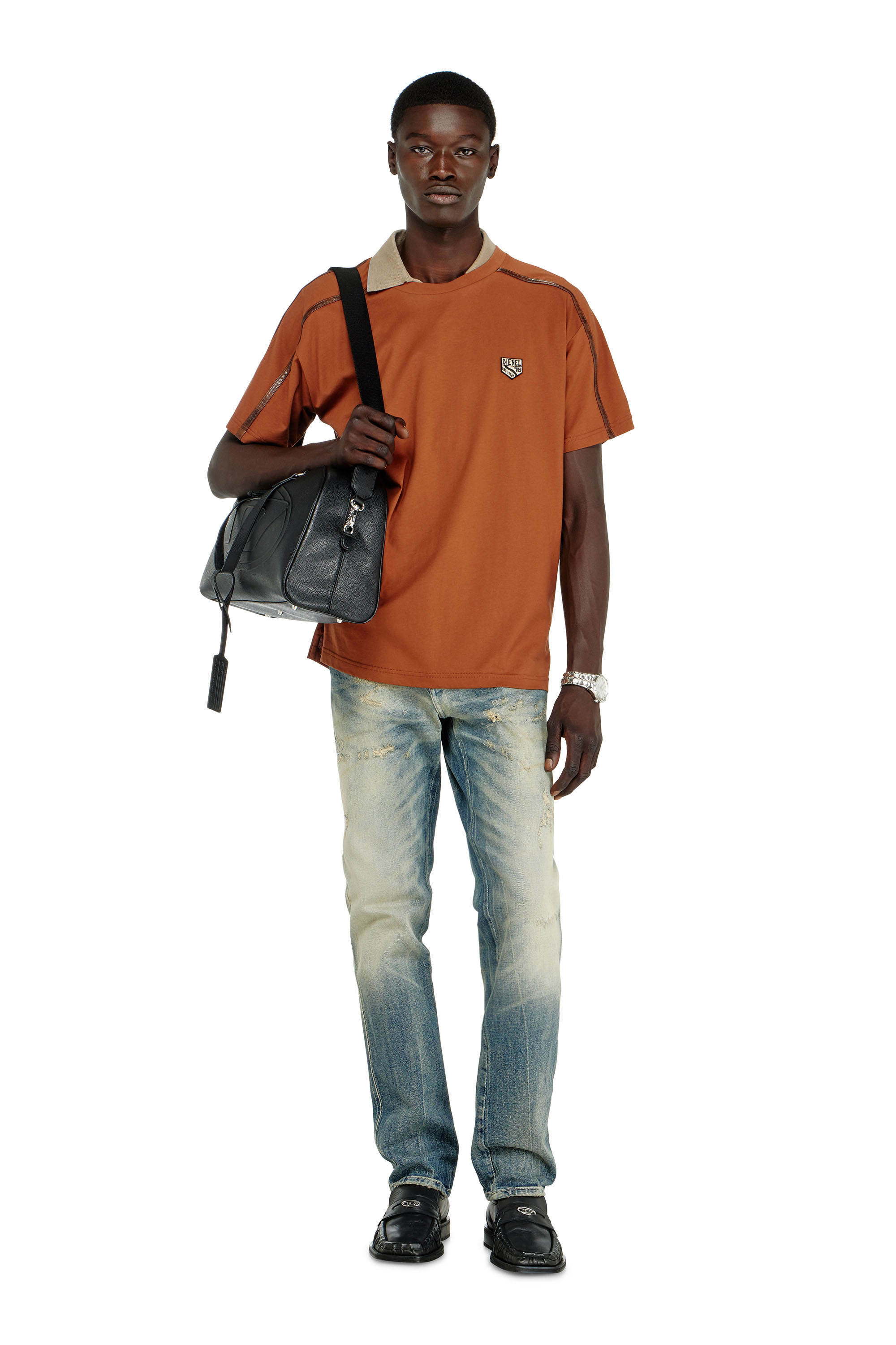 Diesel - T-NORM-FL, Camiseta con ribetes en contraste y parche con logo Hombre in ToBeDefined - 1