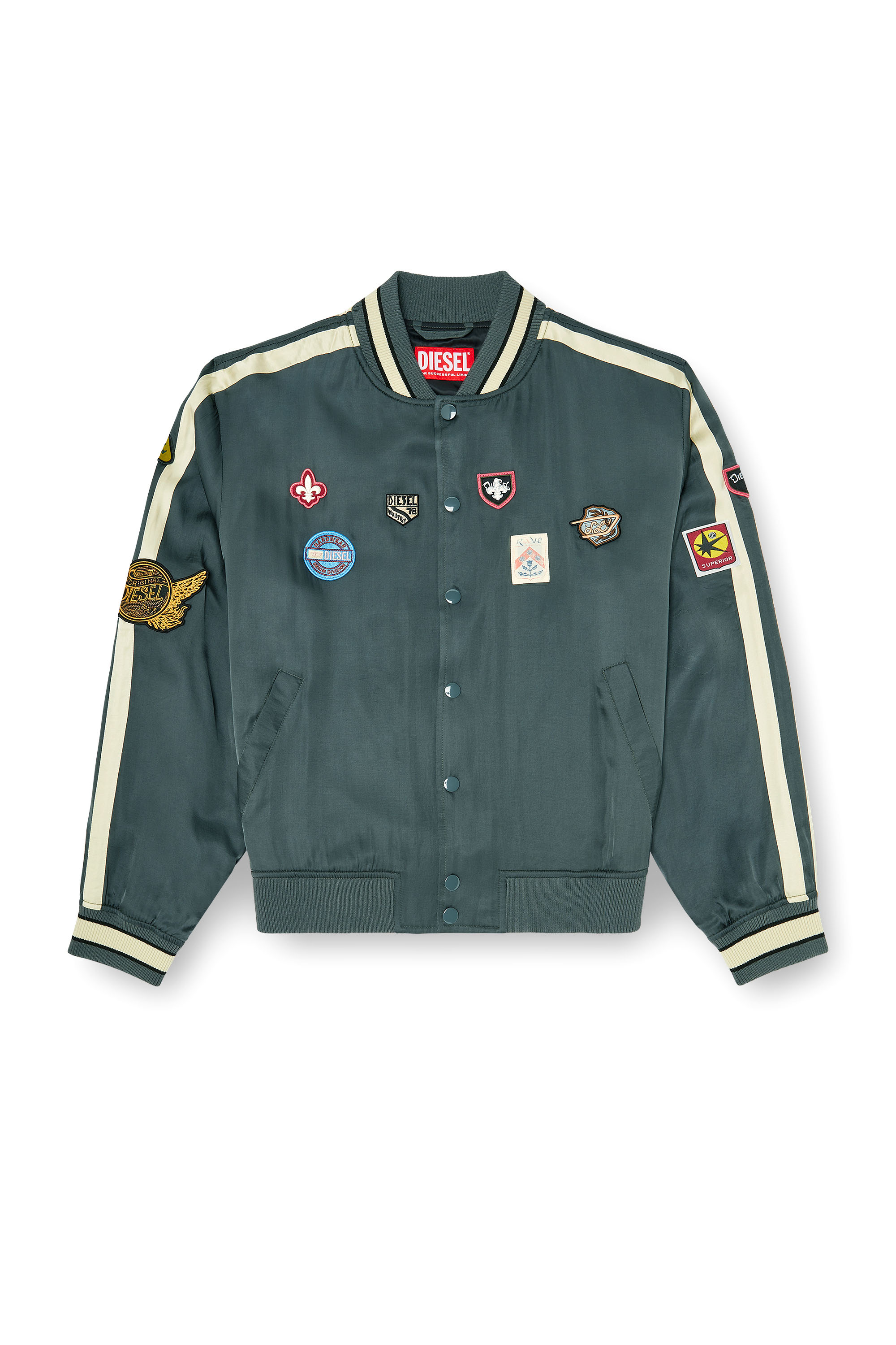 Diesel - J-ANNU, Chaqueta bomber satinada con patches Hombre in ToBeDefined - 3