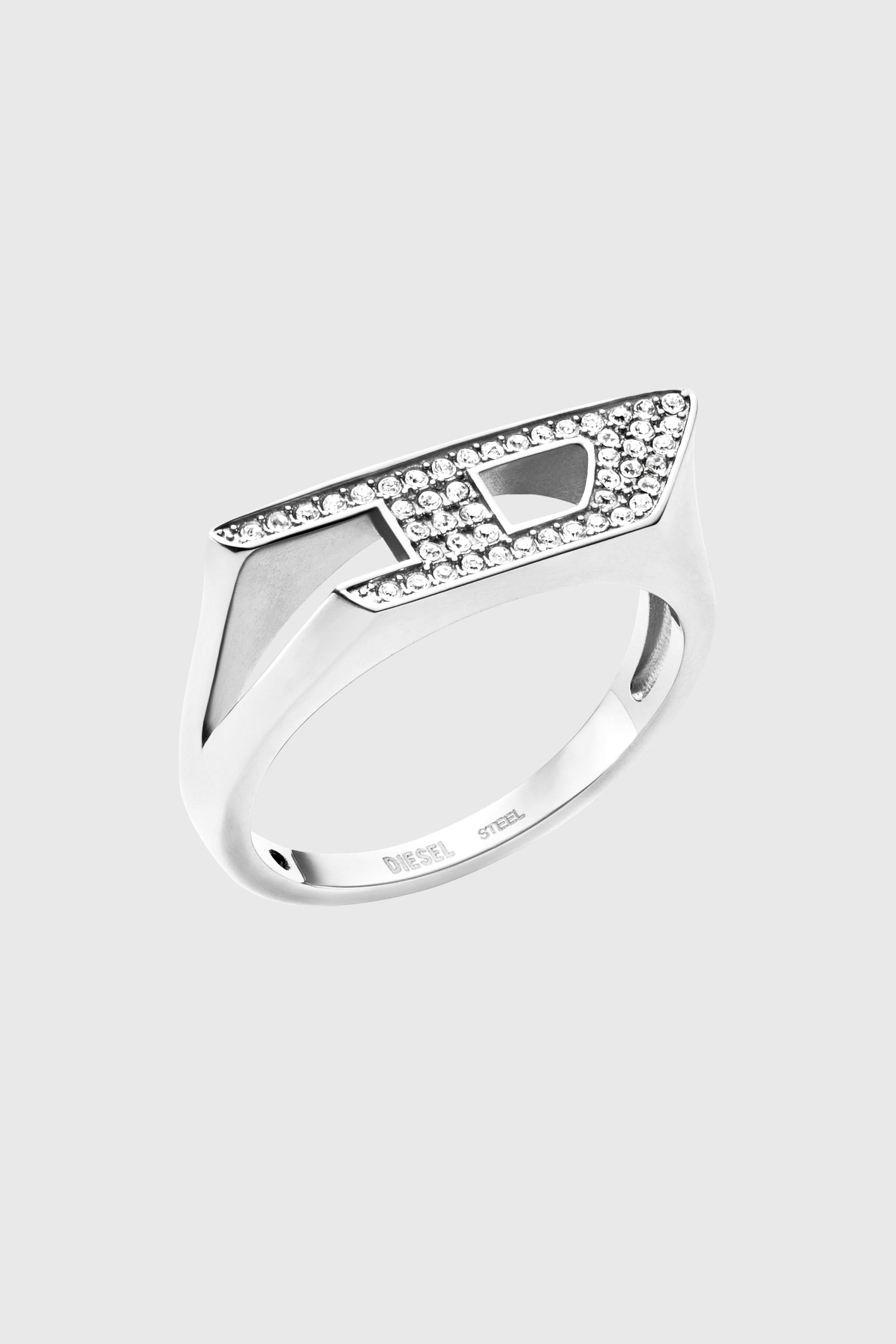 Diesel - DX1629040 JEWELLERY, Anillo sello de acero inoxidable con brillo Unisex in Plateado - 1