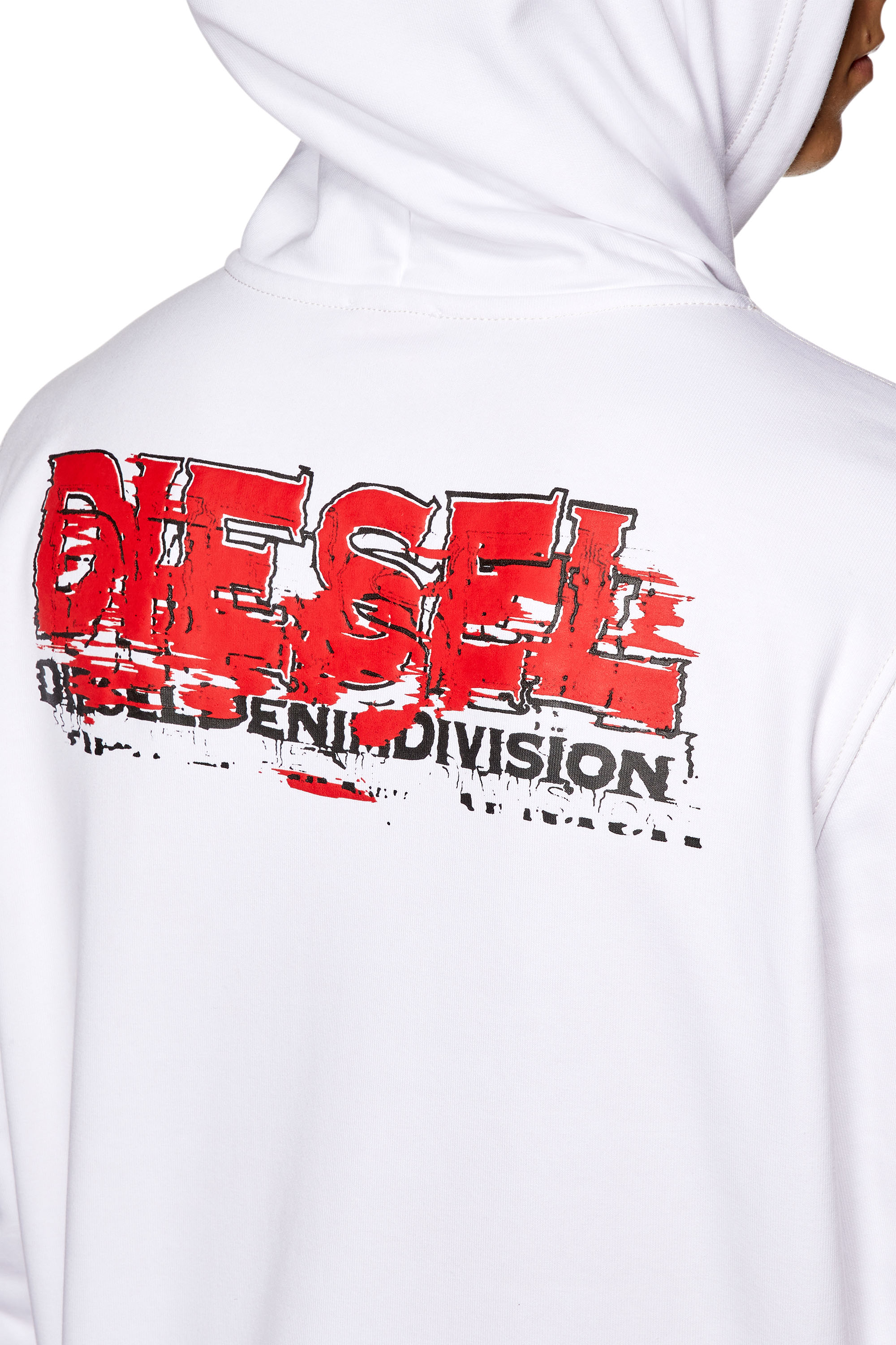 ENNOY Electric Logo Hoodie white×Red Men's Hoodie with glitchy logo | White | Diesel US