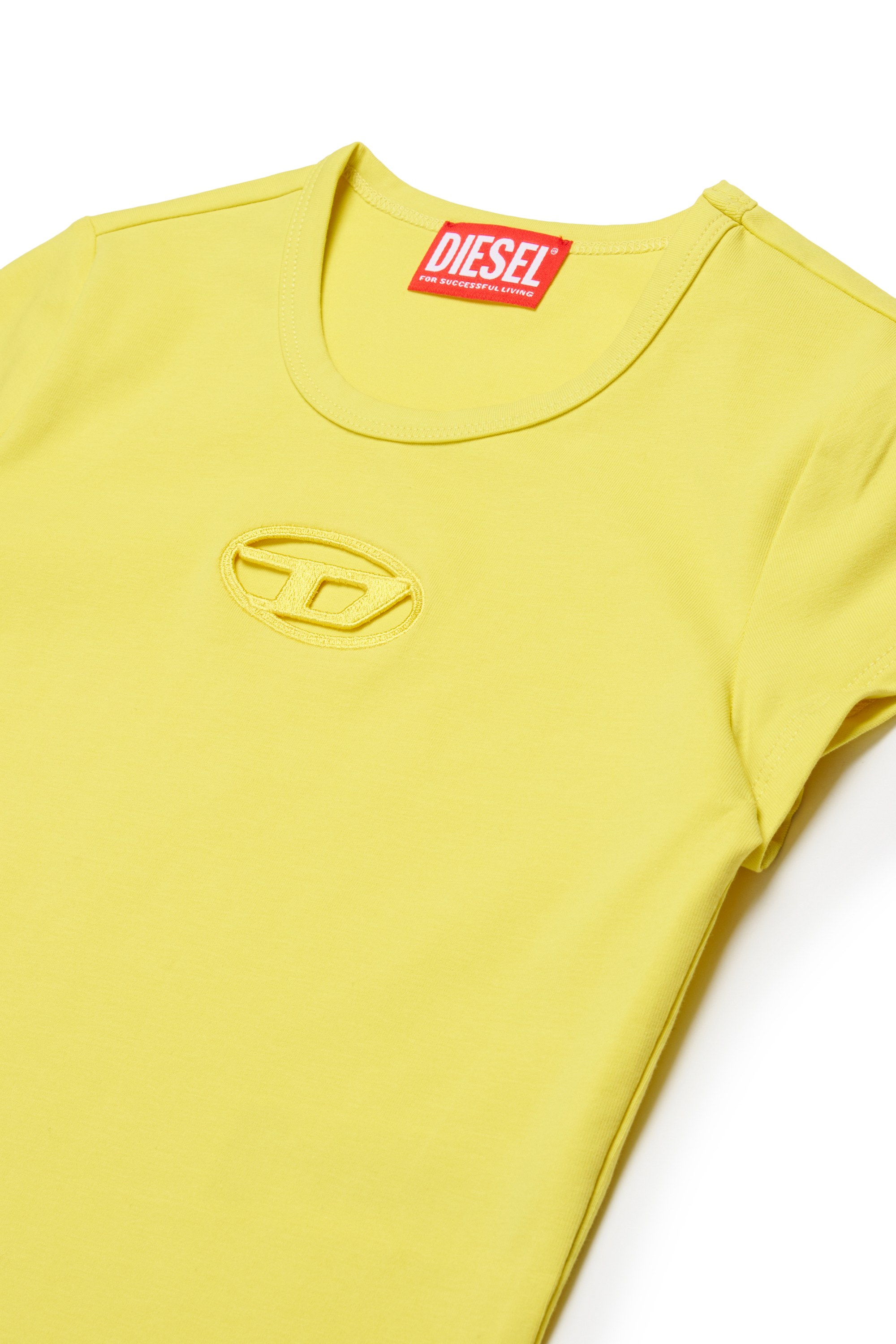 Diesel - TANGIE, Woman's T-shirt with cut-out Oval D logo in Yellow - 3