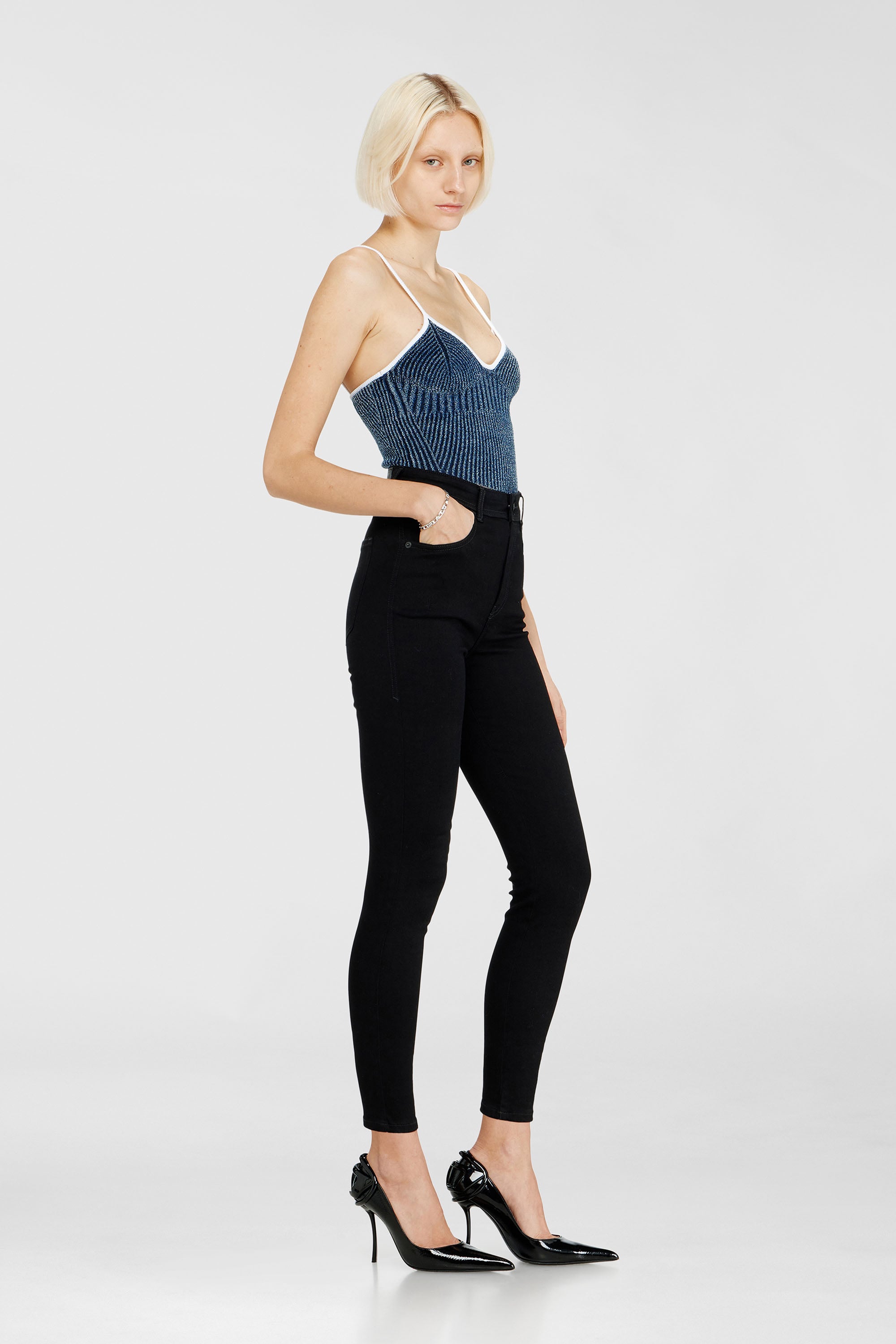 Diesel - Female's Skinny Jeans 1984 Slandy-High 069EF, Black/Dark Grey - 2