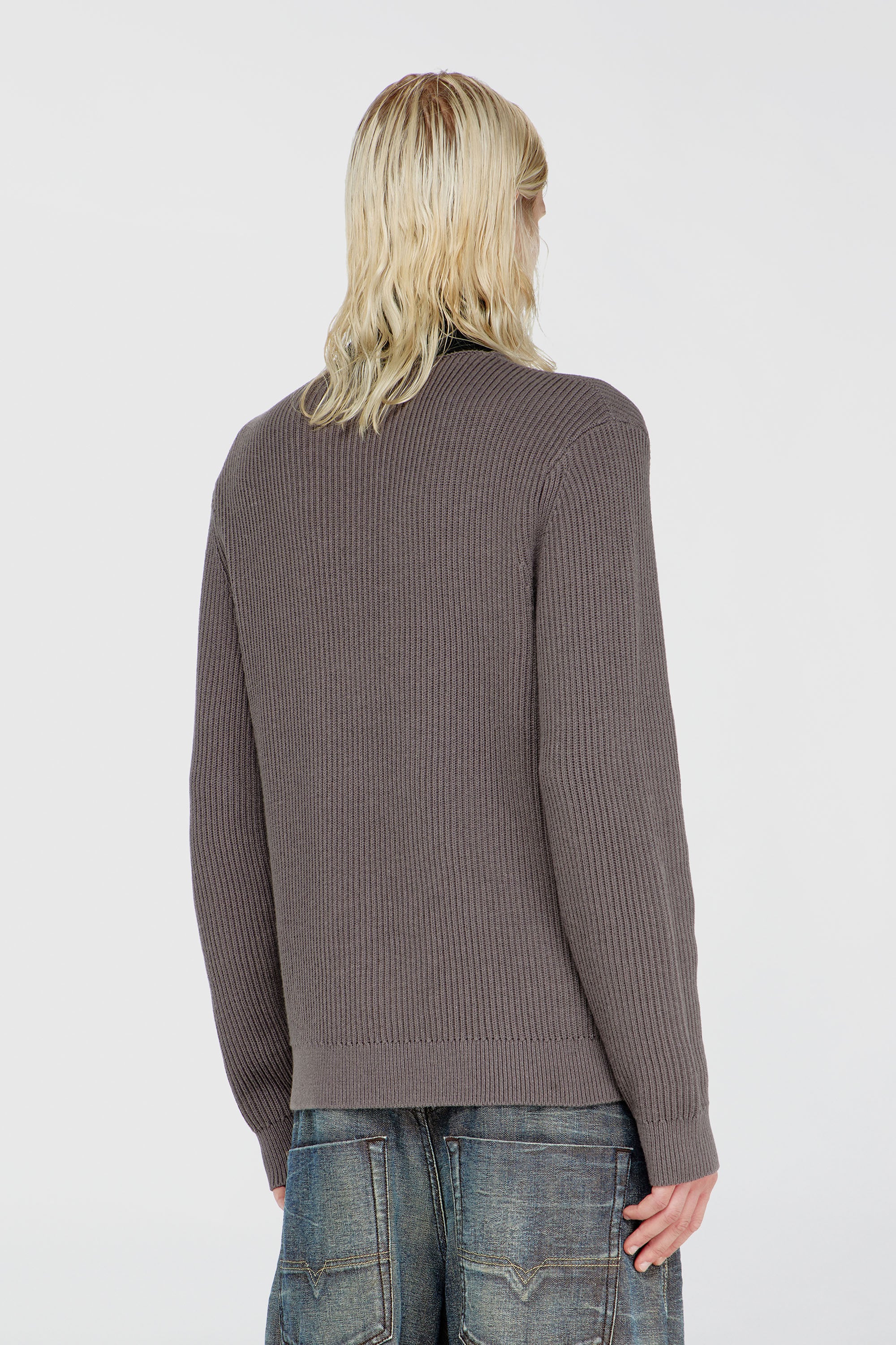 Diesel - K-MAMU, Male's Half-zip sweater with layered neckline in Black/Grey - 4