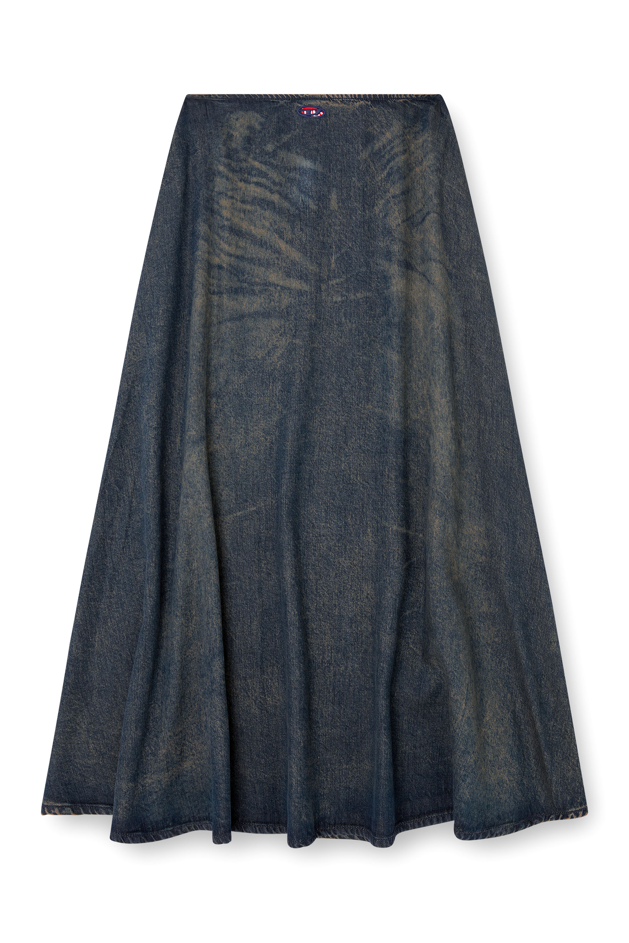 Diesel - DE-ANNIE-S, Woman's Full skirt in fluid dirt-effect denim in Blue - 3